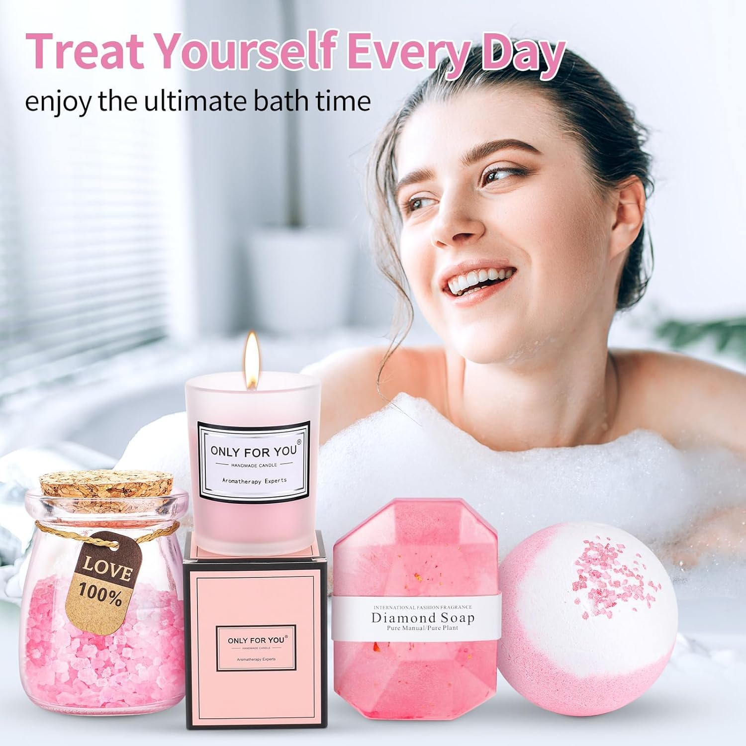 Birthday Gifts for Women, Relaxing Spa Gift Box Basket Set，Unique Birthday Gifts for Women, Mom, Wife, Girlfriend, Sister, Her, Best Friend,Colleague,Christmas, Valentine'S Day, Mother'S Day Gift Basket (Pinks) - Pinks image number 2