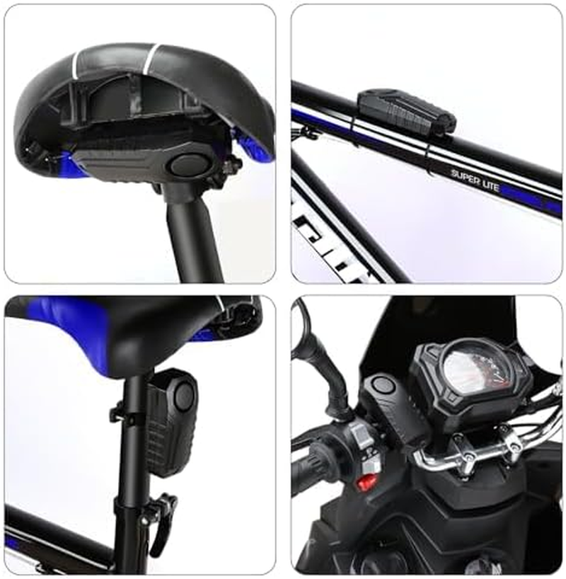 ZEXMTE Bicycle Alarm System, 113Db Loud Wireless Anti-Theft Bicycle Motorcycle Alarm System Car Waterproof Bicycle Alarm System with Remote Control, Black, 2 Pack image number 3