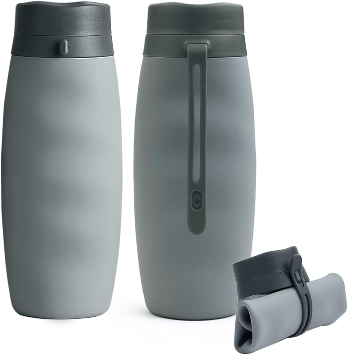 RINGSUN 2-Pack Collapsible Water Bottle, 600Ml Rollable Drink Bottles, Waterbottle Portable for Sports Gym Travel Hiking