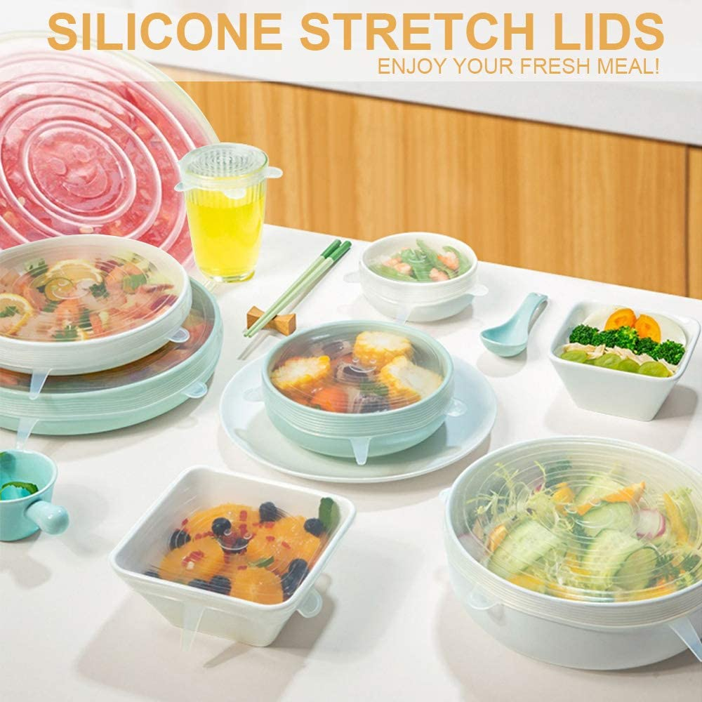 4 Pack Same Size Silicone Stretch Lids, Thicker Reusable Durable Silicone Container Cover, Expandable Food Storage Covers, Dishwasher and Freezer Safe, 2.56In(6.5Cm)