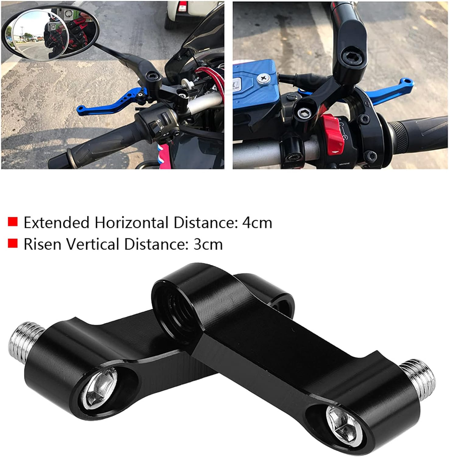 Joyzan Motorcycle Mirror Mount Riser Extender Adapter, Motorbikes Mirror Handlebar Mounts Risers Extenders Adapter M10 M8 Rearview Stem Mirrors Adapters Kit with Screw Gasket Universal for Motorcycles