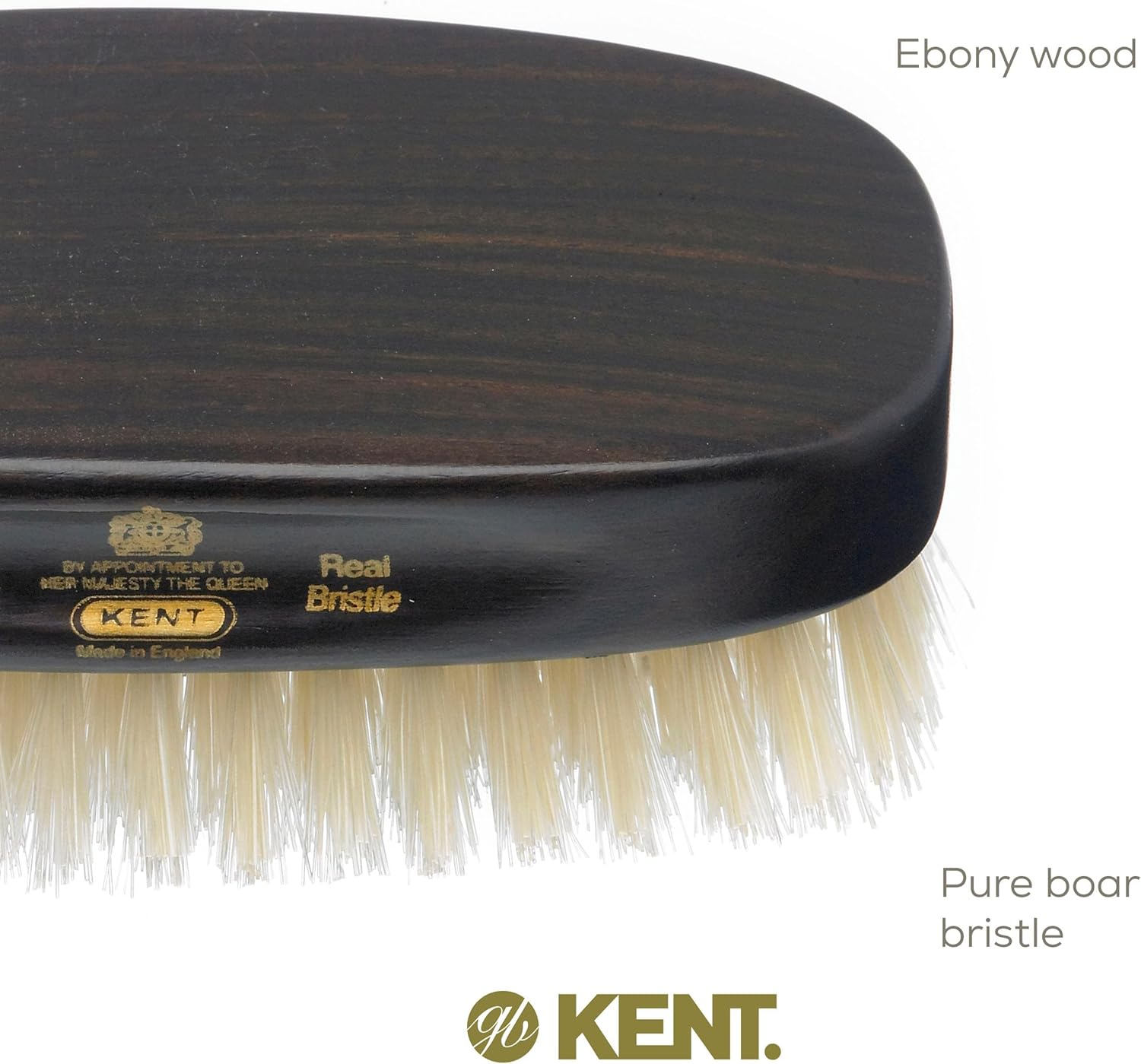 Kent Rectangular Ebony Wood Pure Bristle Hair Brush, White image number 5