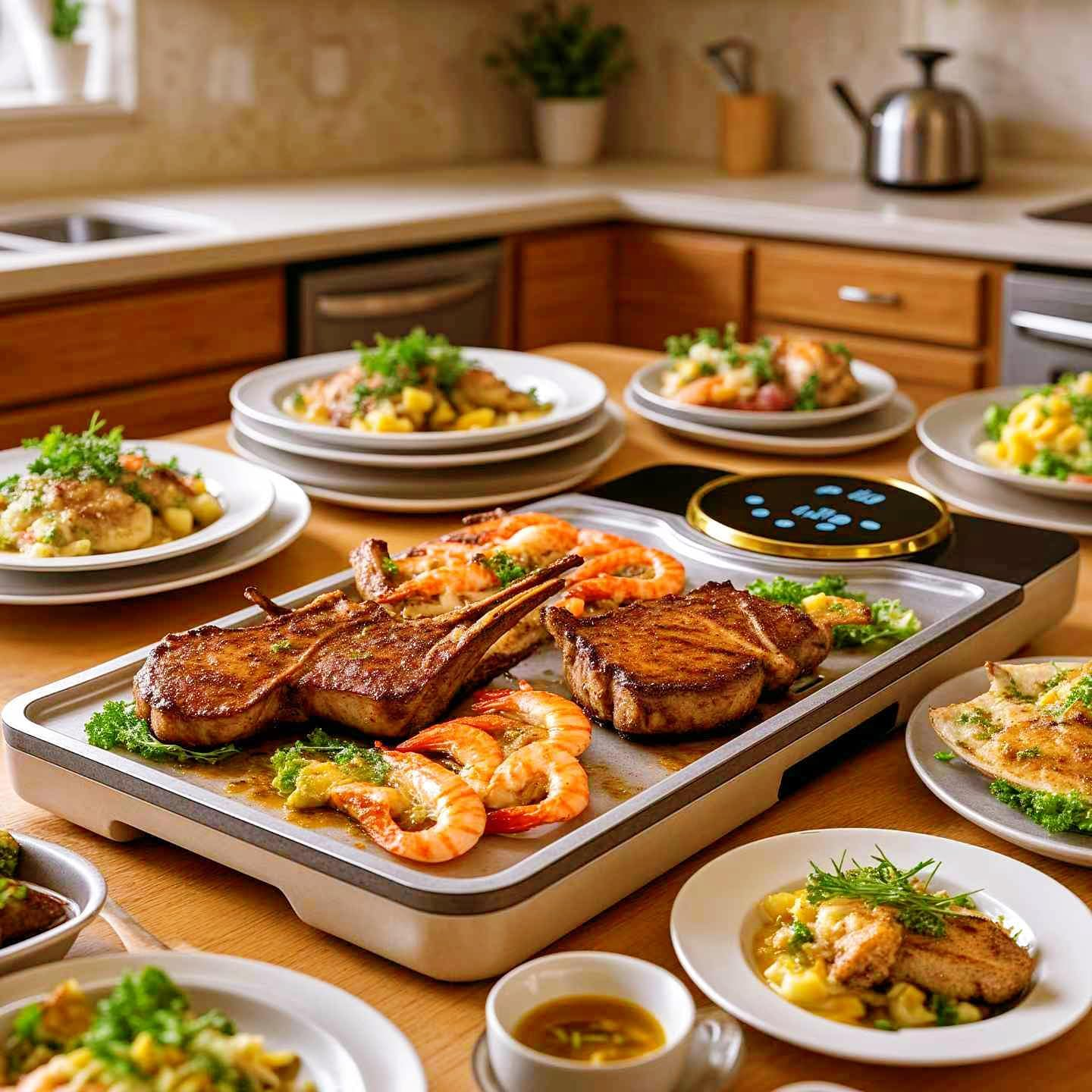 Advwin Electric Grill Pan, Electric Hot Plate with LCD Touchscreen, Non-Stick Griddle Plate for Family, Adjustable Temperature & Timer, Removable Oil Drip Tray, Smokeless Family Grill for 2&ndash;8 People image number 6