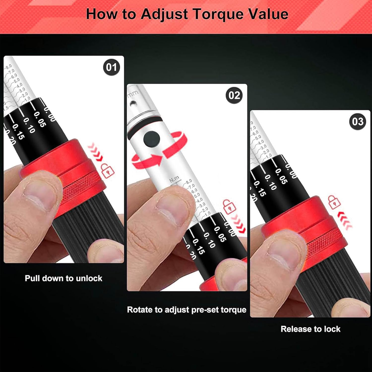 Jectse Spoke Torque Wrench, Motorcycle Spoke Wrench with 5.1-6.9Mm + Spline 10 Adjustable Heads, Alloy Steel, for Motorcycle & Bike image number 5