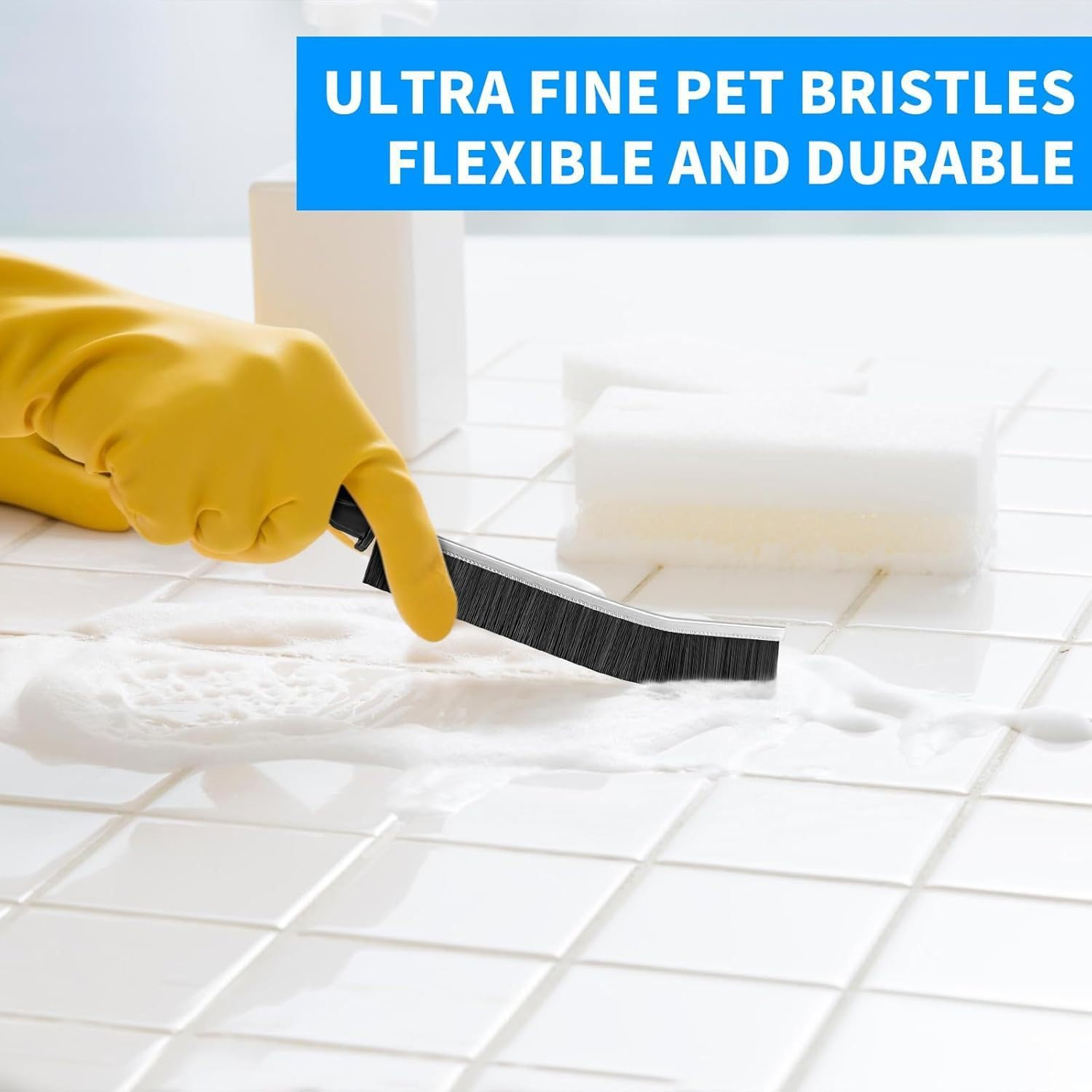 8Pcs Crevice Cleaning Brush Set - Hard Bristle Scrub Brush Kit for Bathroom & Kitchen, Multi-Surface Gap Cleaning Tools with Ergonomic Handle, Durable Cleaning Supplies for Tile/Window/Toilet image number 5