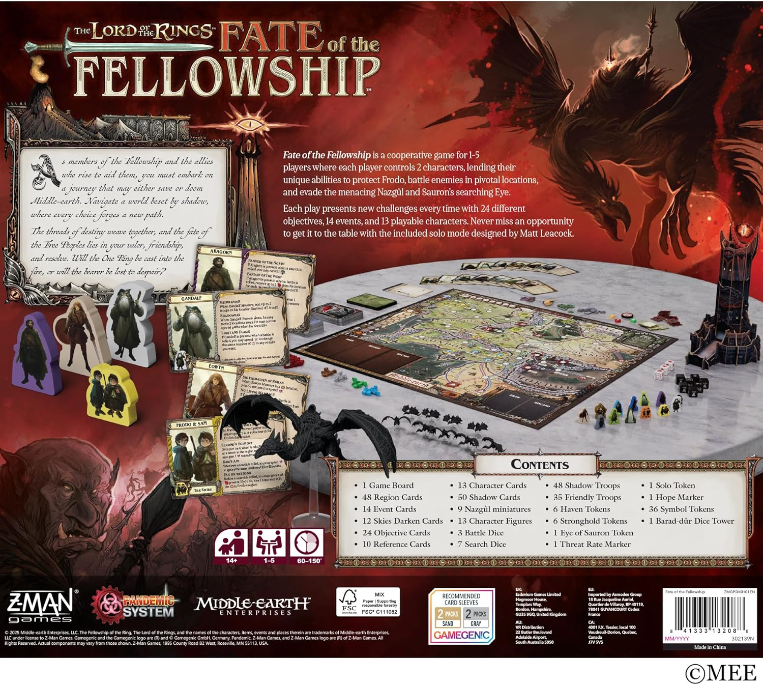 Asmodee | Z-Man | the Lord of the Rings Fate of the Fellowship - a Pandemic System Game | 1-5 Players, Ages 14+ image number 4
