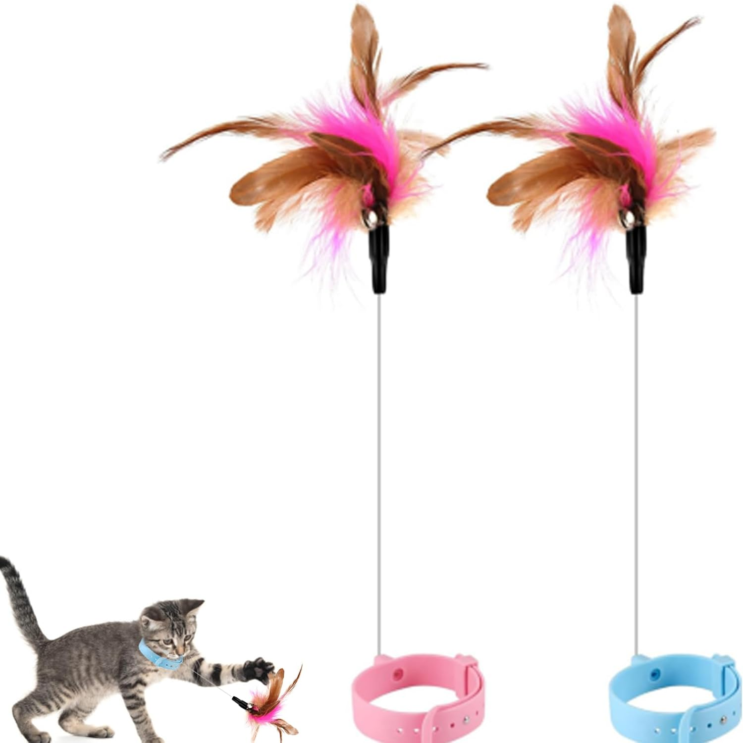 Cat Toys Cat Toys Magic Wand Silicone Adjustable Magic Wand for Cats Adjustable Toys for Necklace Bell Interactive Cat Toys Indoor 2 Pack image number 5