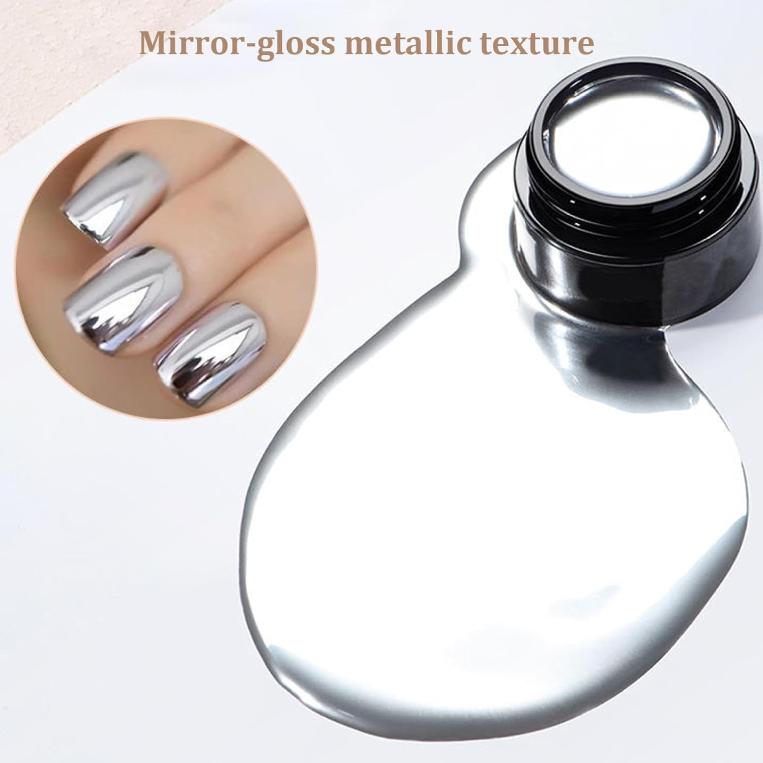 Metallic Painting Gel for Nails Metallic Nail Polish 2PCS 3D Mirror Chrome Nail Polish 10G High Glossy Reflective Gel Polish Soak off Silver Nail Polish for Beginner, Professionals