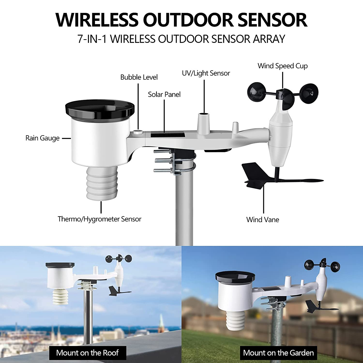 ECOWITT Weather Stations Combo, Includes Digital LCD Wi-Fi Color Display Console WS2910_C and 7-In-1 Wireless Outdoor Sensor Array WS69, for Home Garden Farm, 433 Mhz image number 2