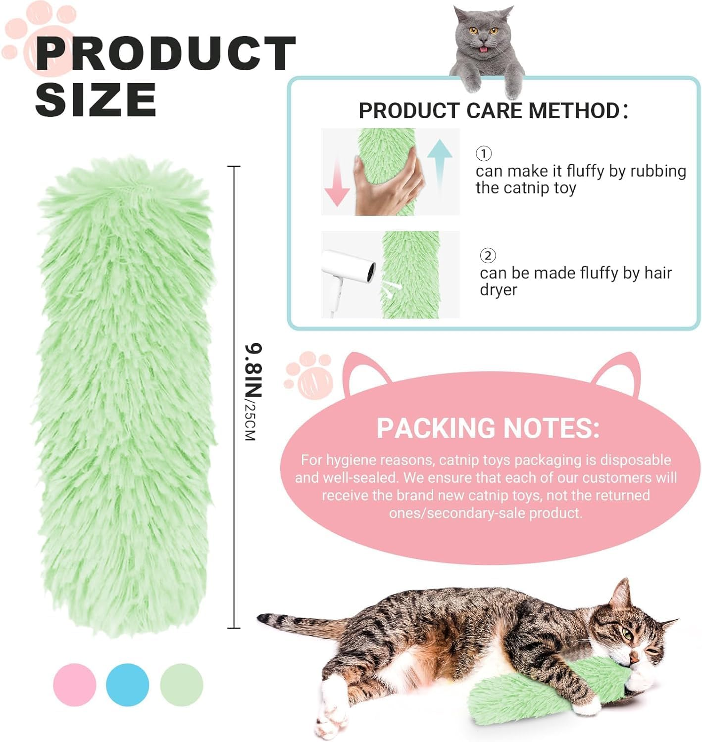 Cat Toys Cat Pillows 4 Pack Soft and Durable Crinkle Sound Catnip Toys, Interactive Cat Kicker Toys for Indoor Cats, Promotes Kitten Exercise Plush Cat Chew Teething Clean Toy for Small Cats