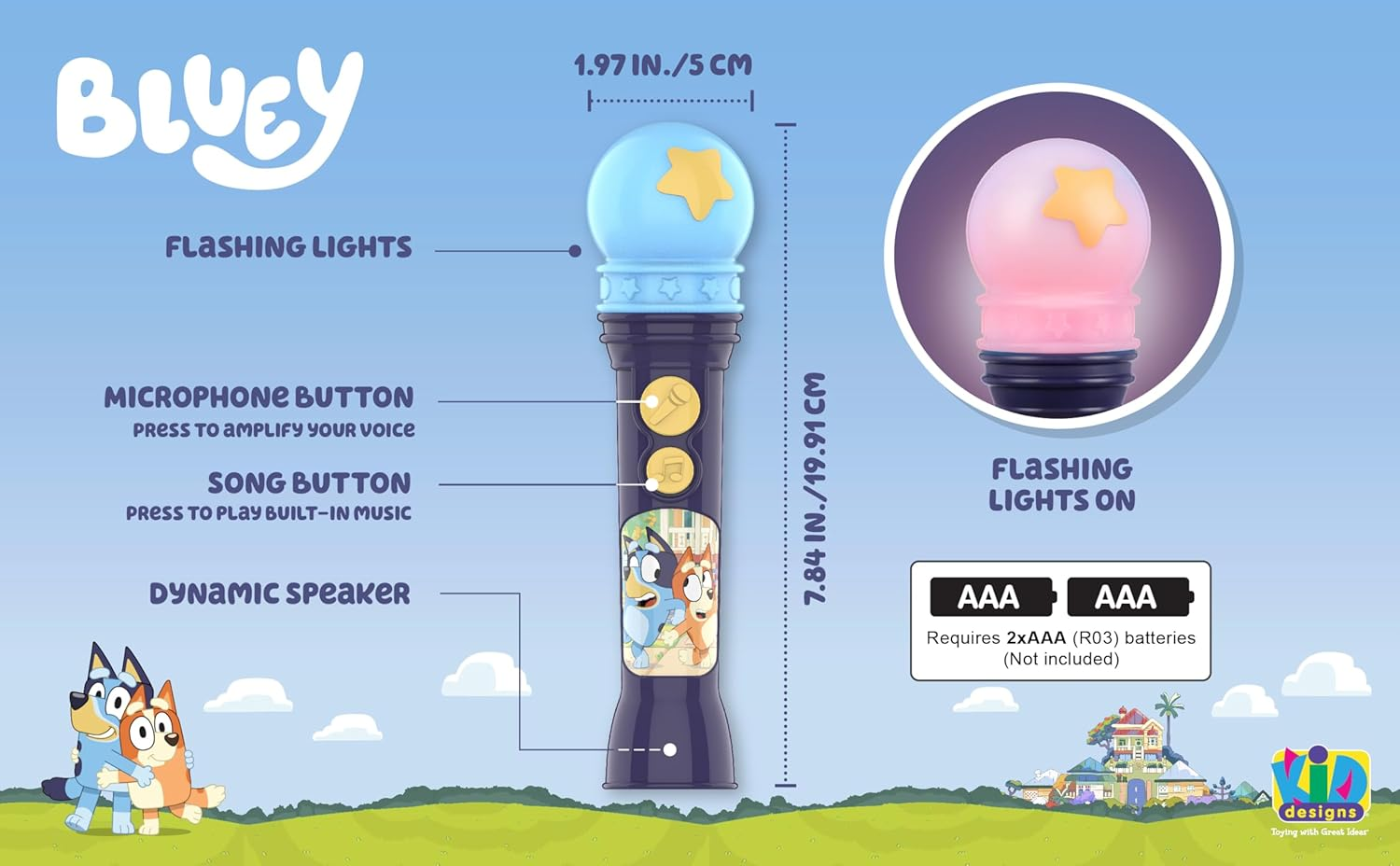 Ekids Bluey Microphone Toy for Toddlers, Includes Built-In Music and Lights, Designed for Fans of Bluey Toys image number 5
