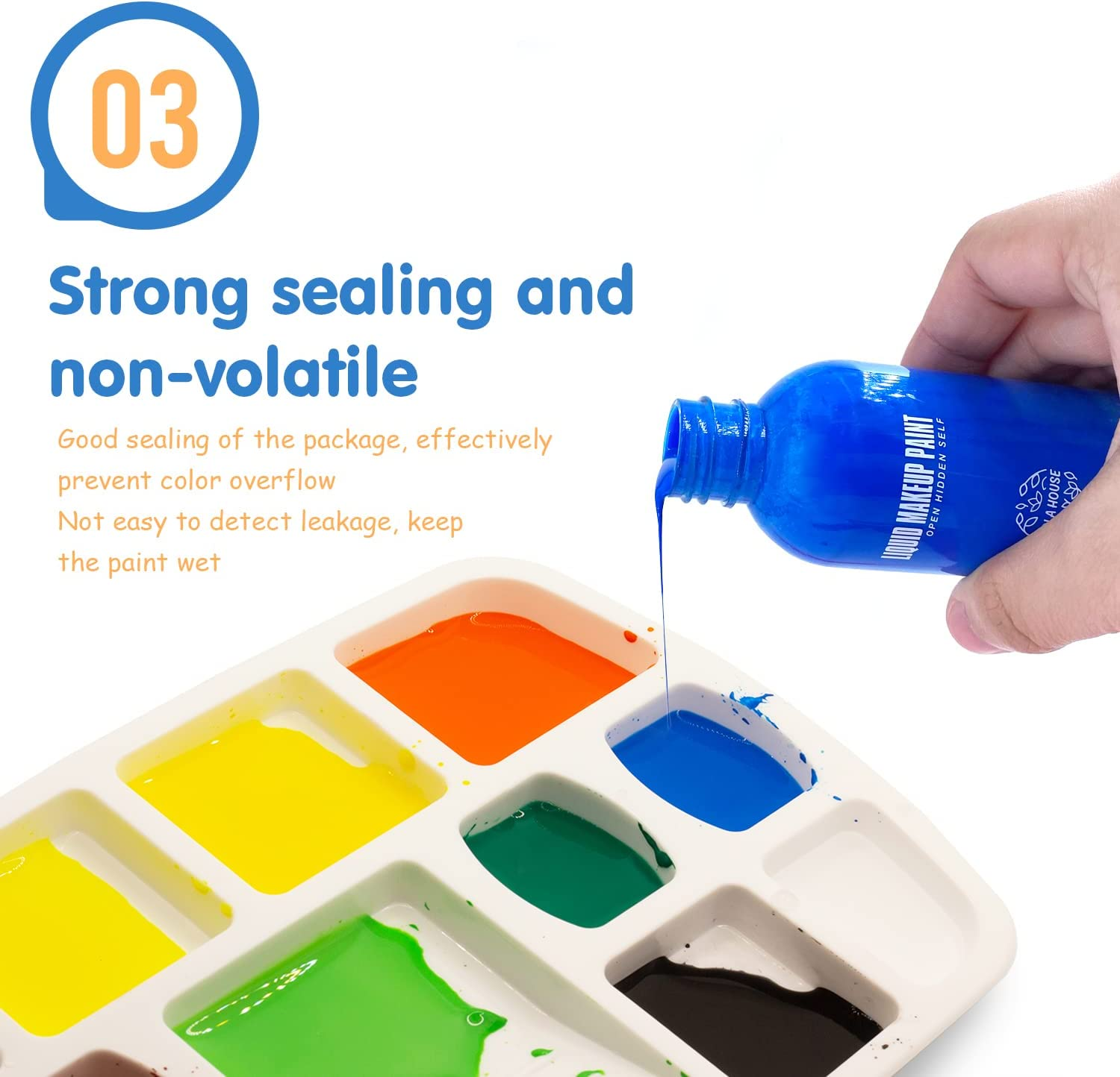 VIOLA HOUSE 6Pcs Face & Body Paints Set with 2Pcs Body Painting Brushes, Liquid Body Paints Kit Party Theater Makeup Professional Body Paint Christmas Thanksgiving Birthday Gift