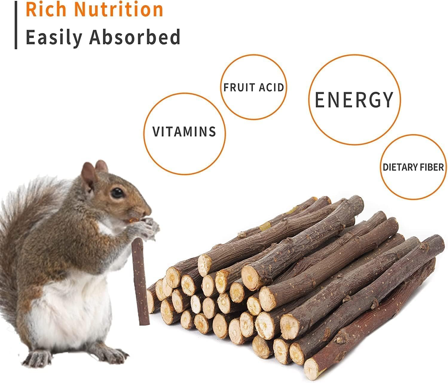 JCBCKJ Apple Sticks Small Animals Molar Wood Treats Toys for Rabbits Chinchillas Guinea Pig Hamster Gerbil Bunny and Small Animal Chew Stick Toys (50G) image number 6