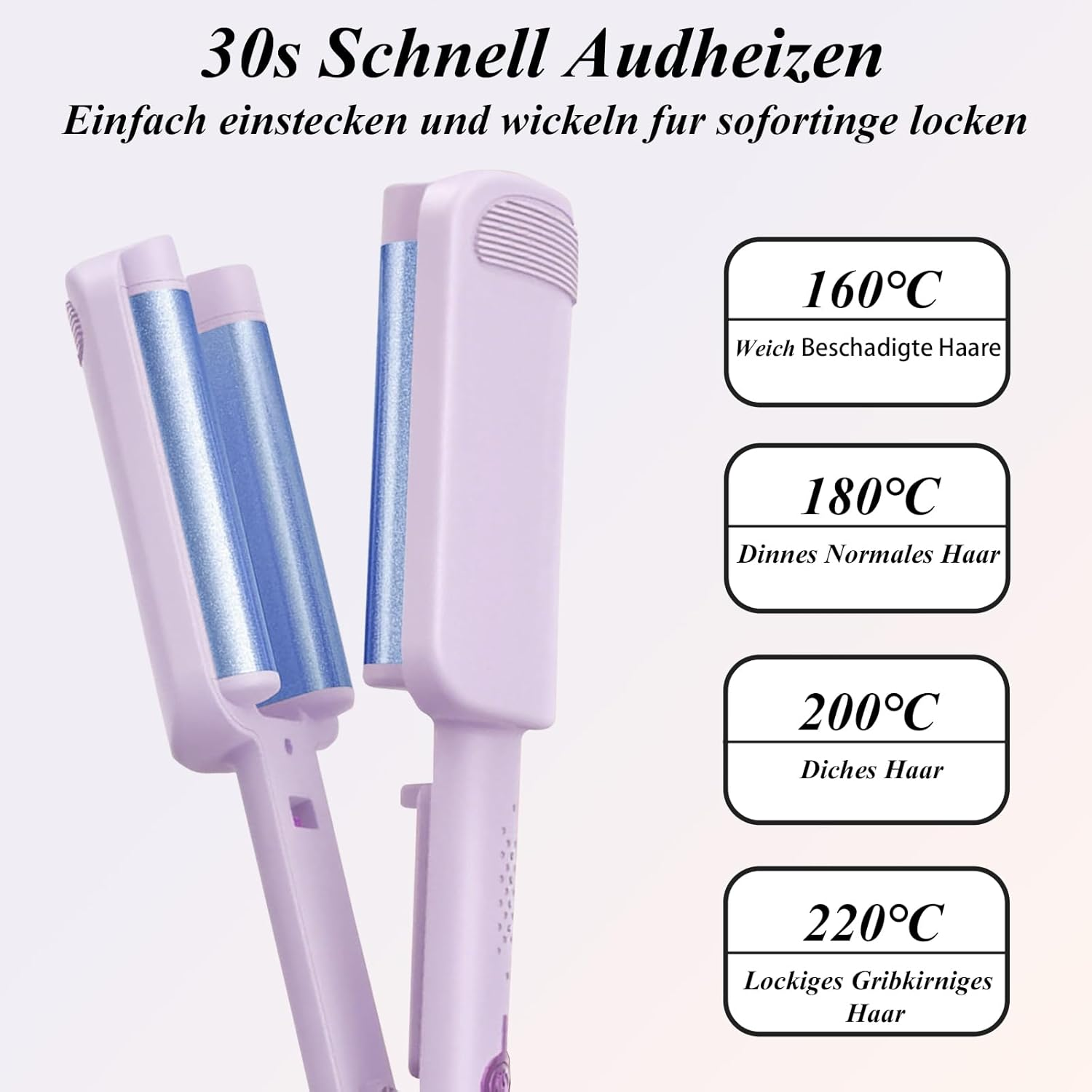 32 Mm Wave Iron for Hair, Curling Iron, Large Curls, Beach Waves Curling Iron, Decorative Home, Waves Curling Irons, Adjustable Temperature (160 &deg;C - 220 &deg;C), Birthday Gifts for Girls image number 6