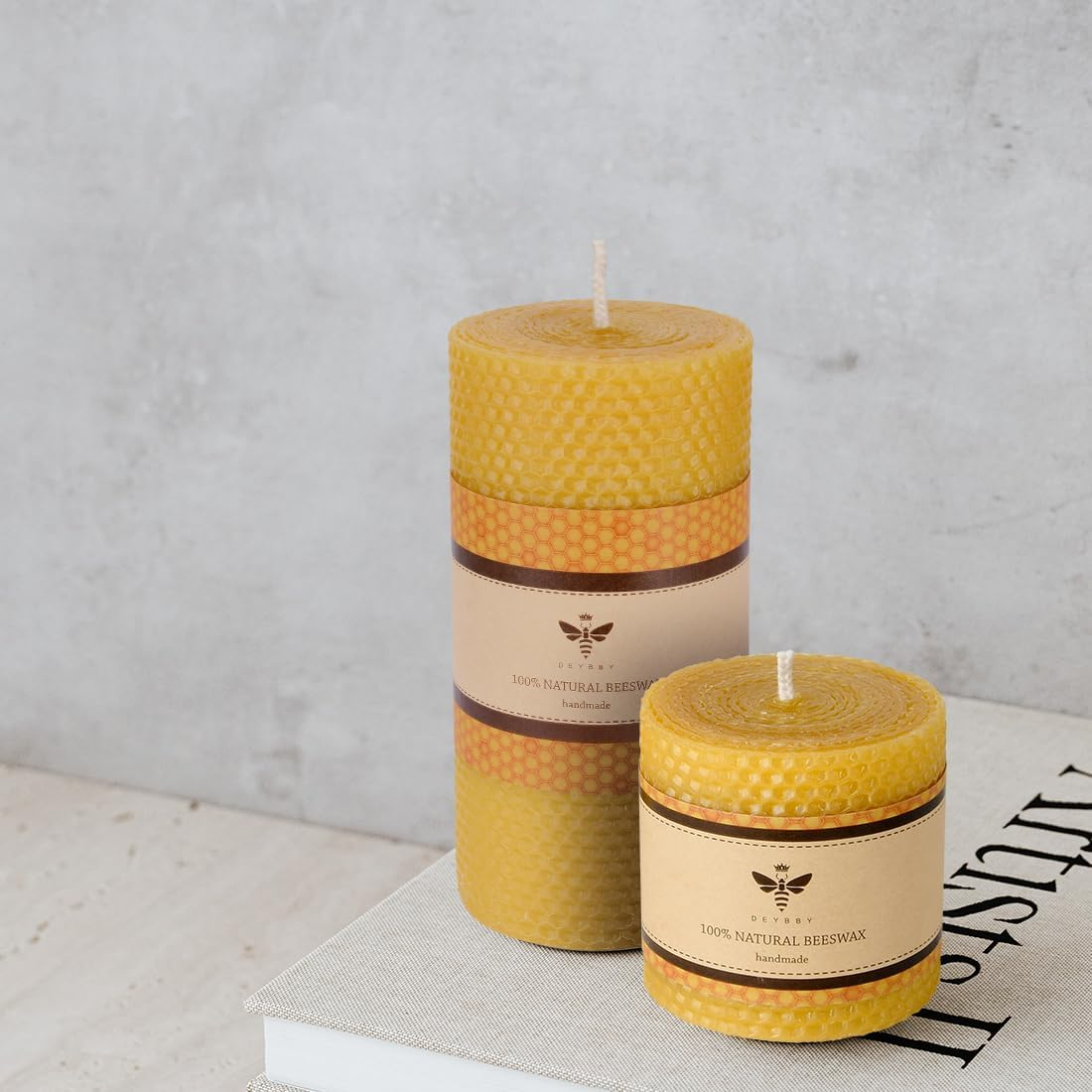 3&times;3 in Beeswax Pillar Candle - Handmade Pure Beeswax Rolled Candle for Gift & Home Decor image number 2