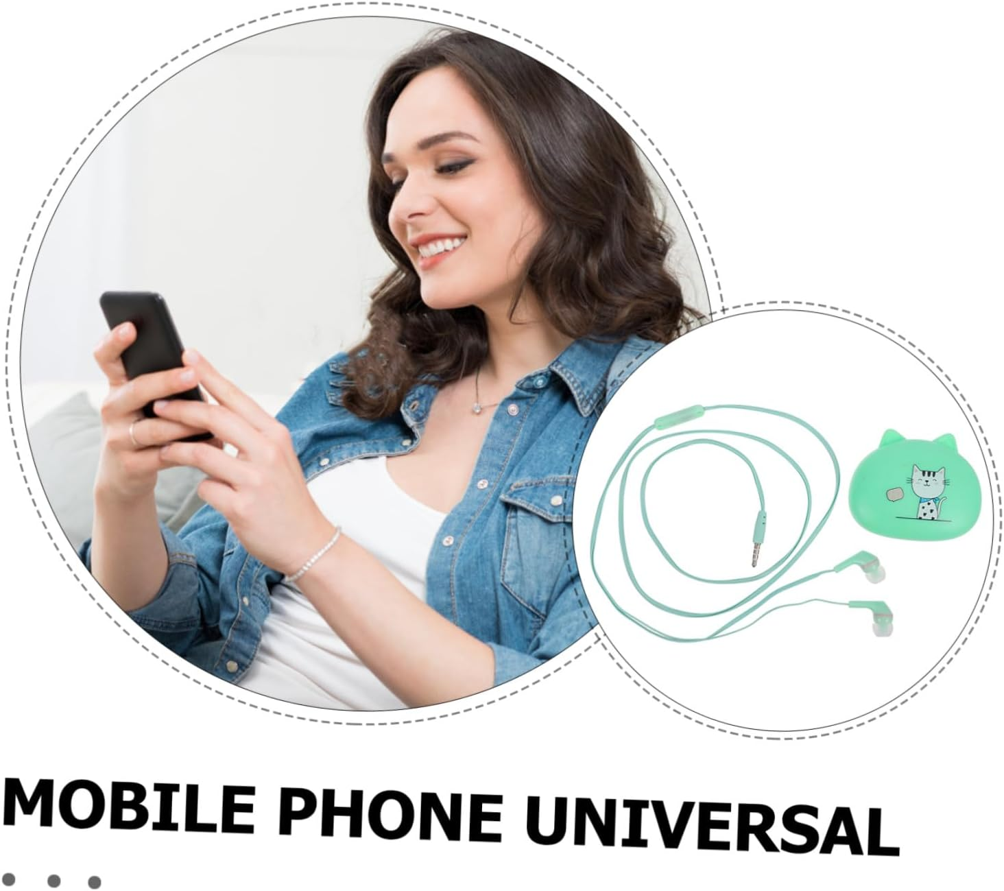 Gatuida Wired In-Ear Earbuds for Phones Adorable Green Earphone with Sound Comfortable Fit Compatible with Computer Gaming Calling Stylish Design for Music and Video Use image number 5