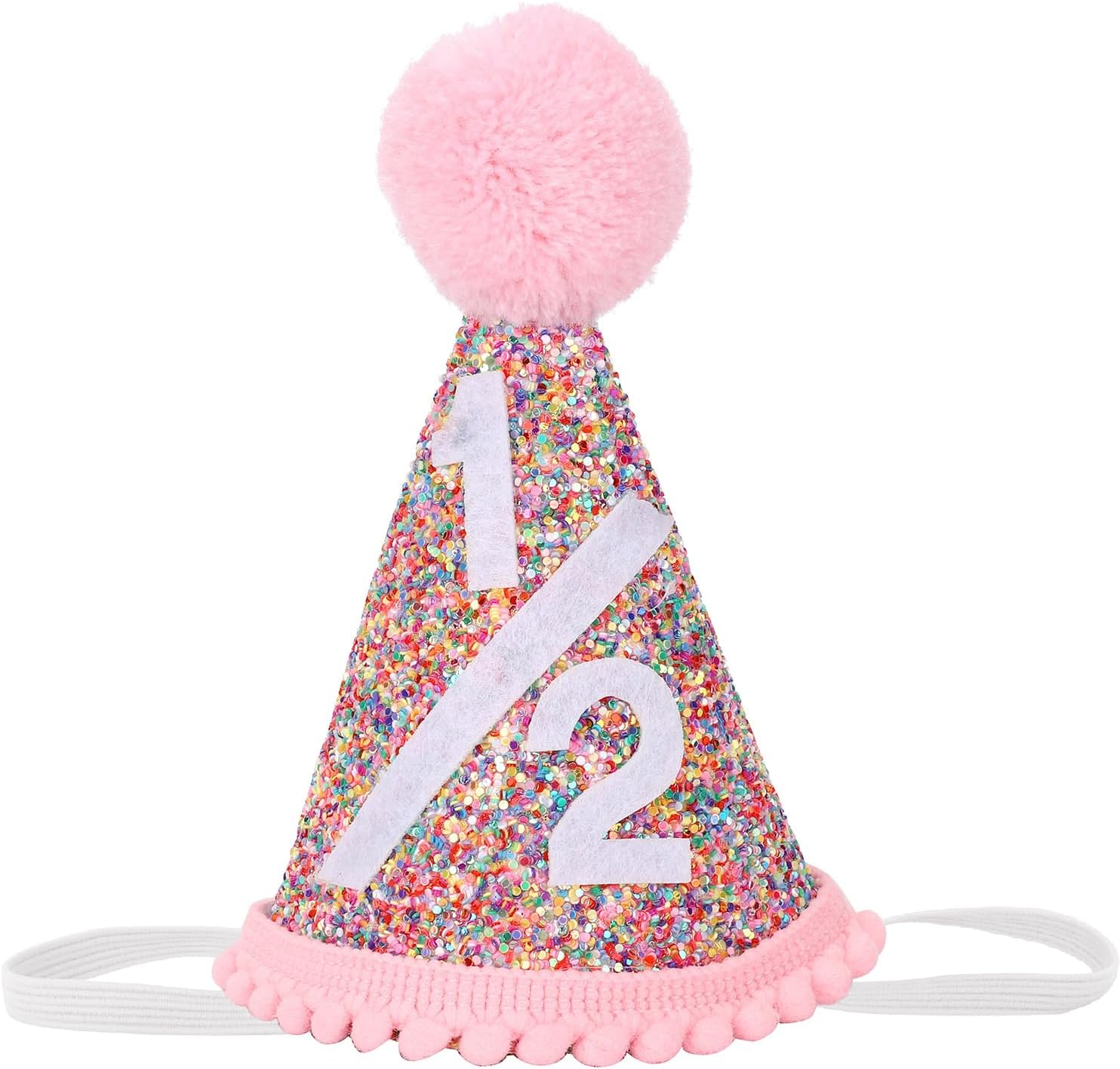Eoopoon Rainbow Cone Birthday Hat, Glitter Birthday Hat, Perfect Birthday Party Decoration for Boys and Girls