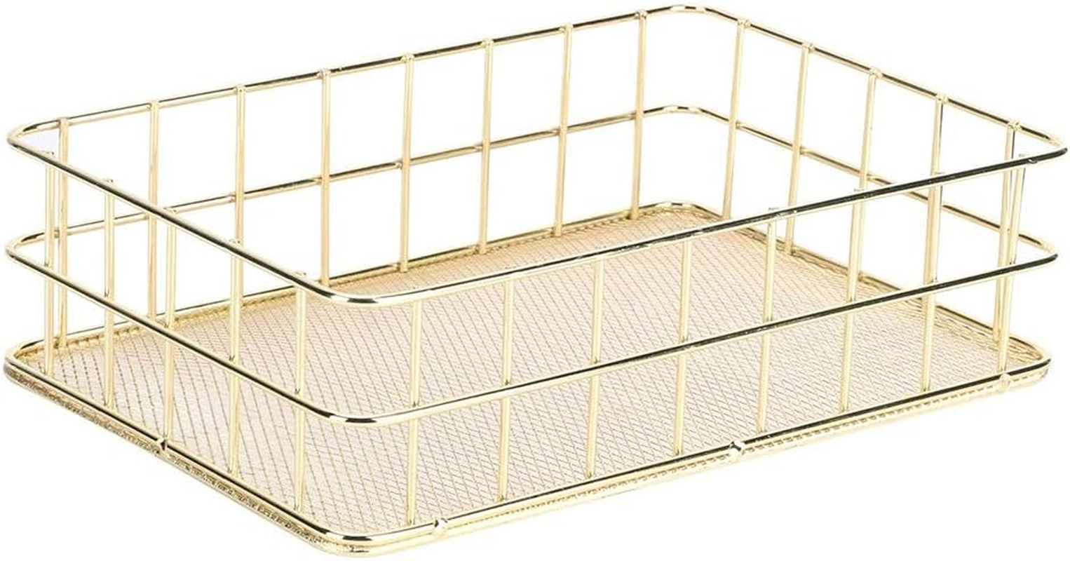Golden Iron Storage Basket, Stylish and Simple Organisation Solution for Home with Beautiful Coating, Durable Wrought Iron, Space-Saving and Ideal (Large image number 2