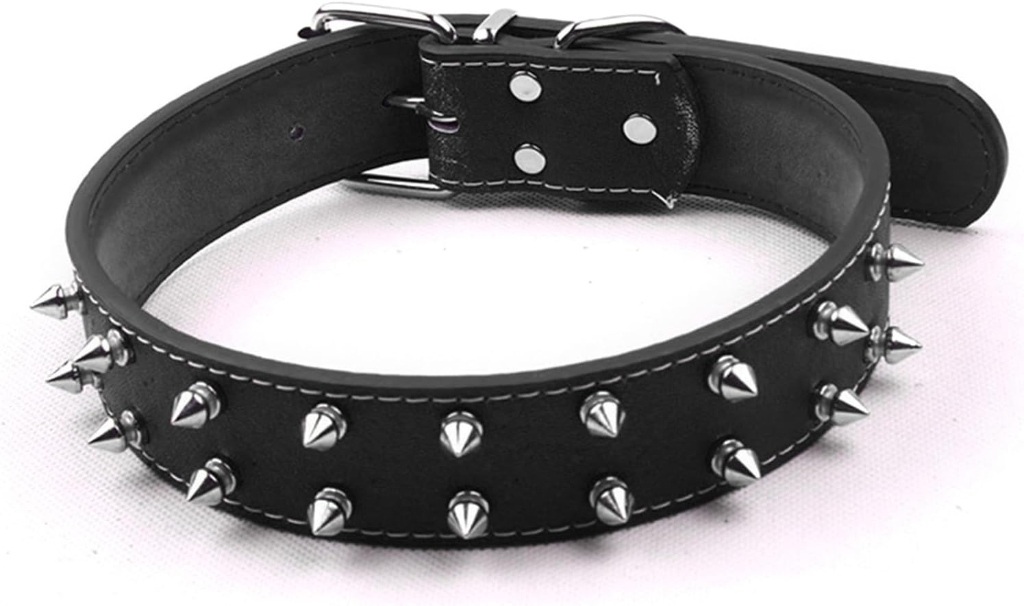 Spiked Collar, Punk Style Collar PU Leather Stylish Lightweight for Large Dogs (Black) image number 1