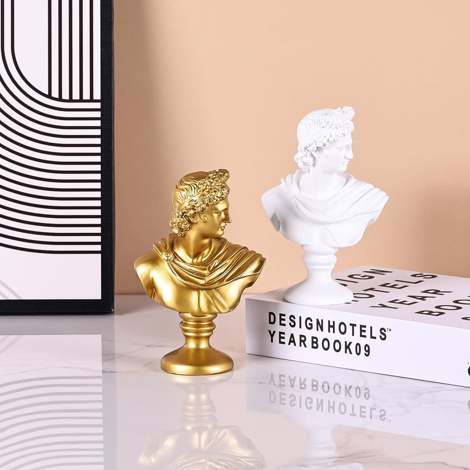 LCCCK 6" H White Apollo Bust Statue Home Decor, Classic Greek Mythology Roman Decor, Shelves David Aesthetic Decor for Small Statues - Dark Academia Bookshelf Room Decor Bust Sculptures image number 2