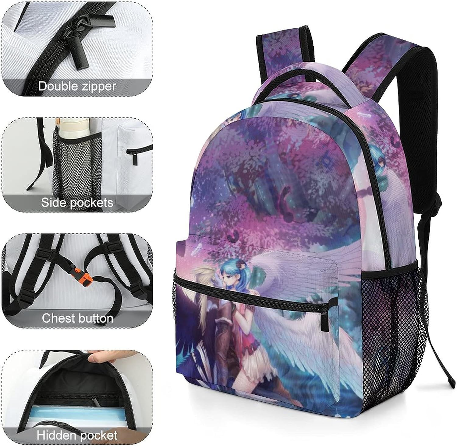 Children'S Backpackdesign the Aion Beautiful Scene Backpacks for School,Oxford Cloth Adjustable Shoulder Waterproof image number 4
