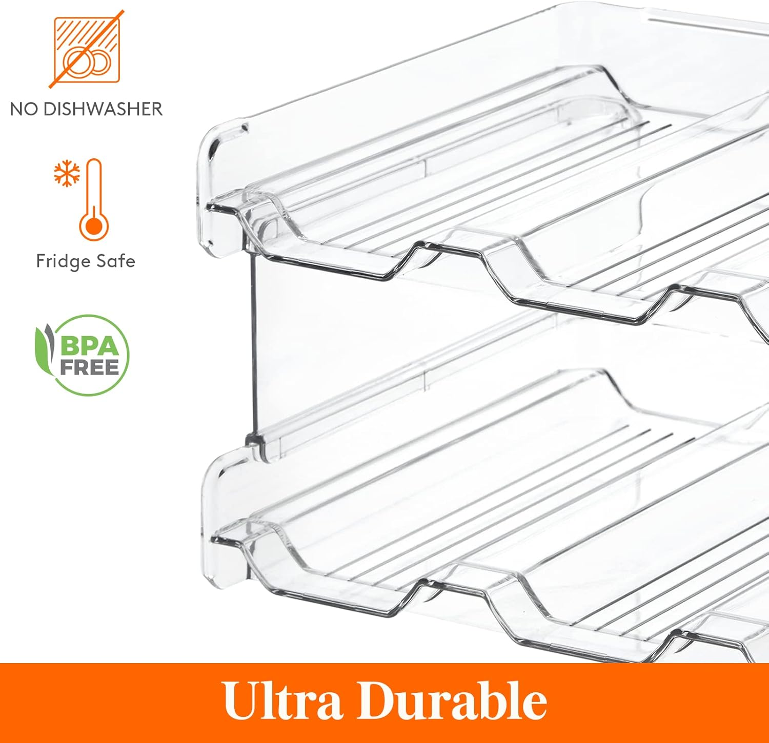 Lifewit Stackable Bottle Rack for Cupboard, Freezer, Pantry, Plastic Bottle Holder for Kitchen Worktop, Office - Pack of 2 Each Shelf Holds 4 Containers image number 6