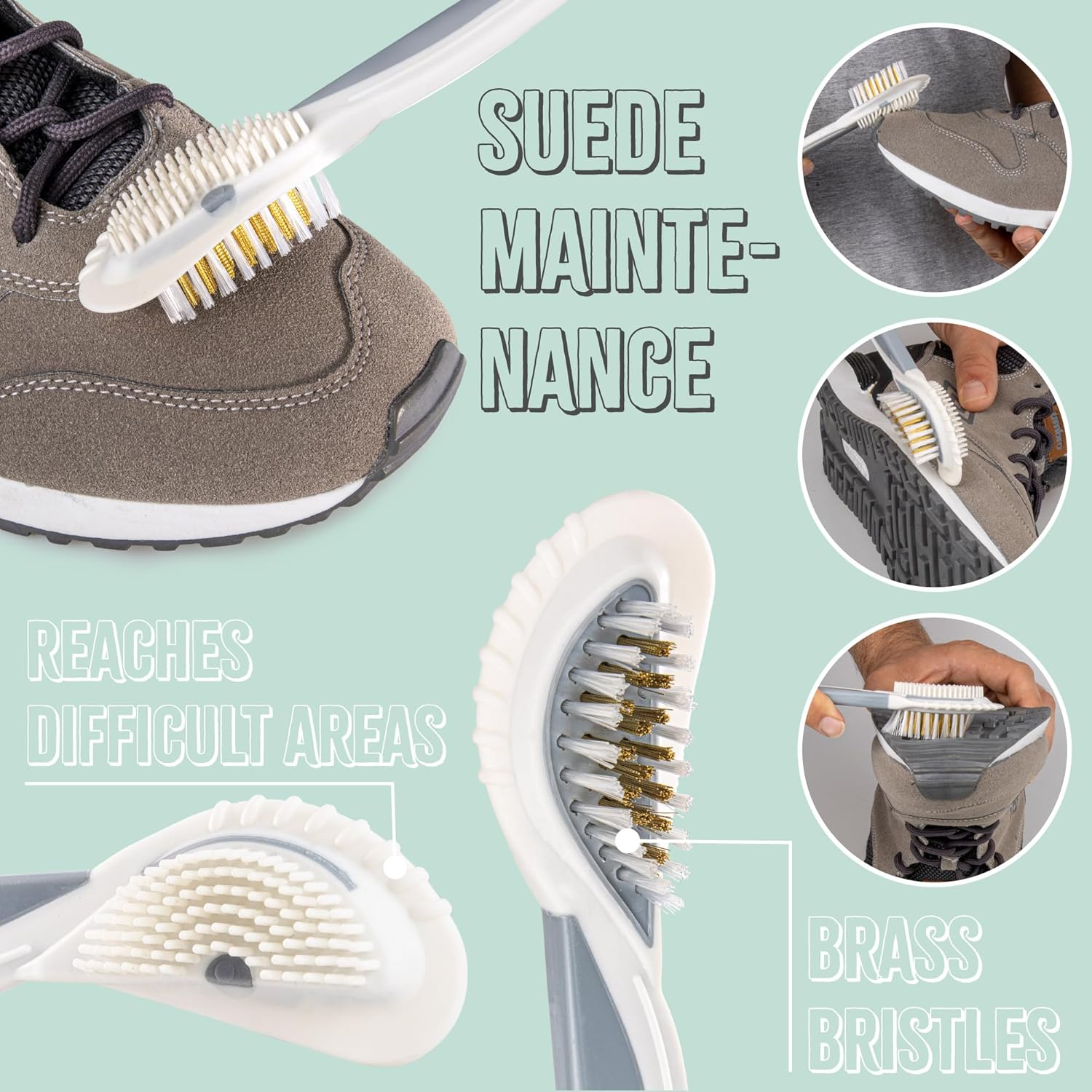 SULPO Suede Care Brush - Shoe Brush with Brass Bristles for Nubuck, Velour and Suede Leather image number 6