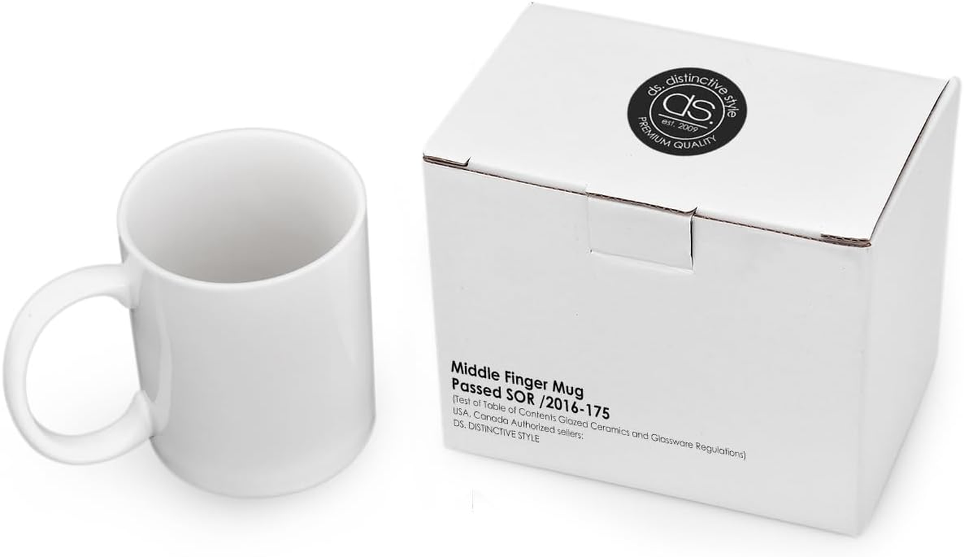 DS. DISTINCTIVE STYLE Ceramic Middle Finger Coffee Cup 350Ml 11.8Oz Funny Coffee Mug Tea Cup with Middle Finger - White