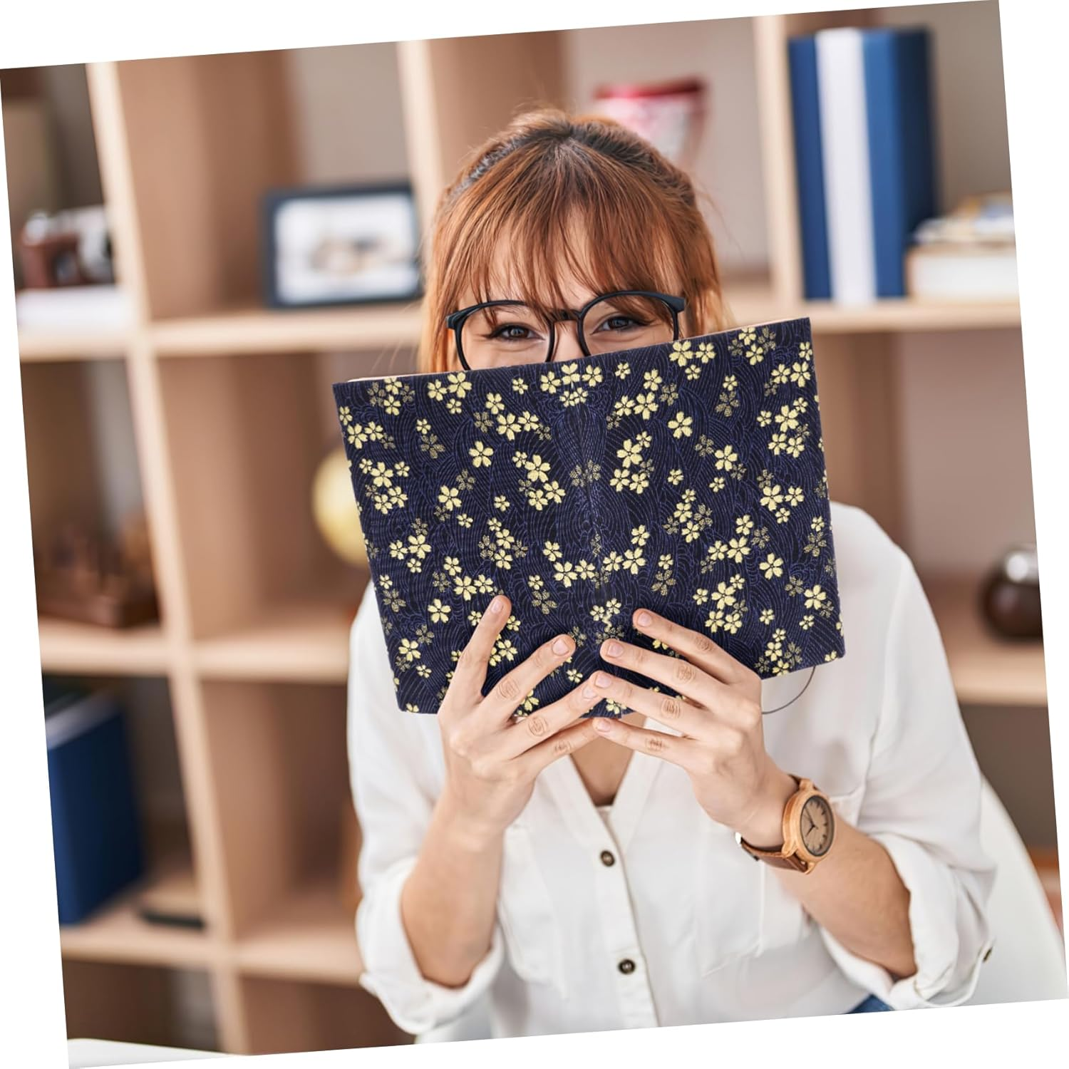 Kisangel Book Sleeve Cover Protective Book Decor Cloth Book Protector Exquisite Book Sleeve for Book Lover,Blue image number 3