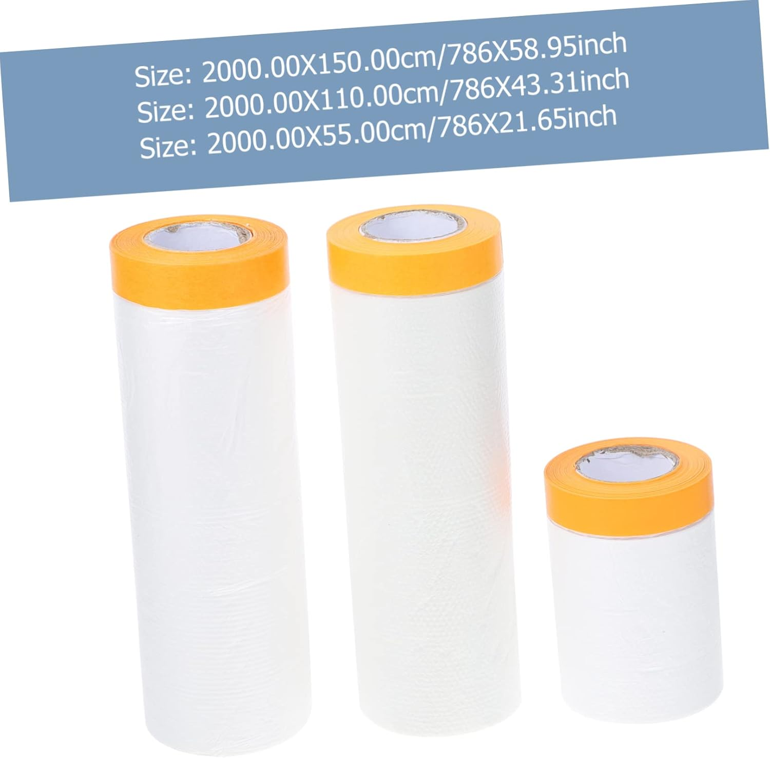 3 Rolls Auto Masking Paper and Protective Masking Film for Painting 20 Meters Each (55Cm, 110Cm, 150Cm Width) Automotive and Furniture Spray Painting Supplies image number 1