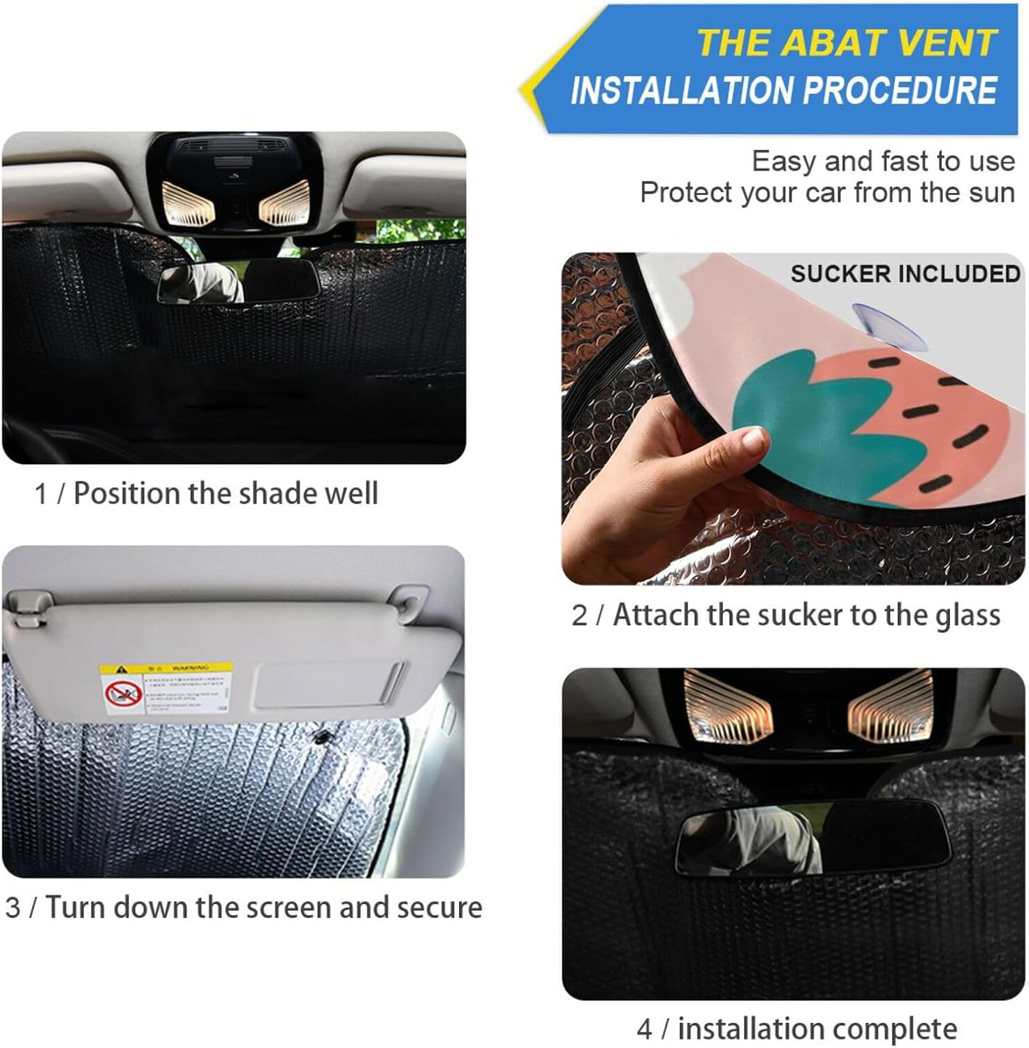 Strawberries Print Car Windshield Sunshade Automotive Window Sunshades Protect Your Car image number 4