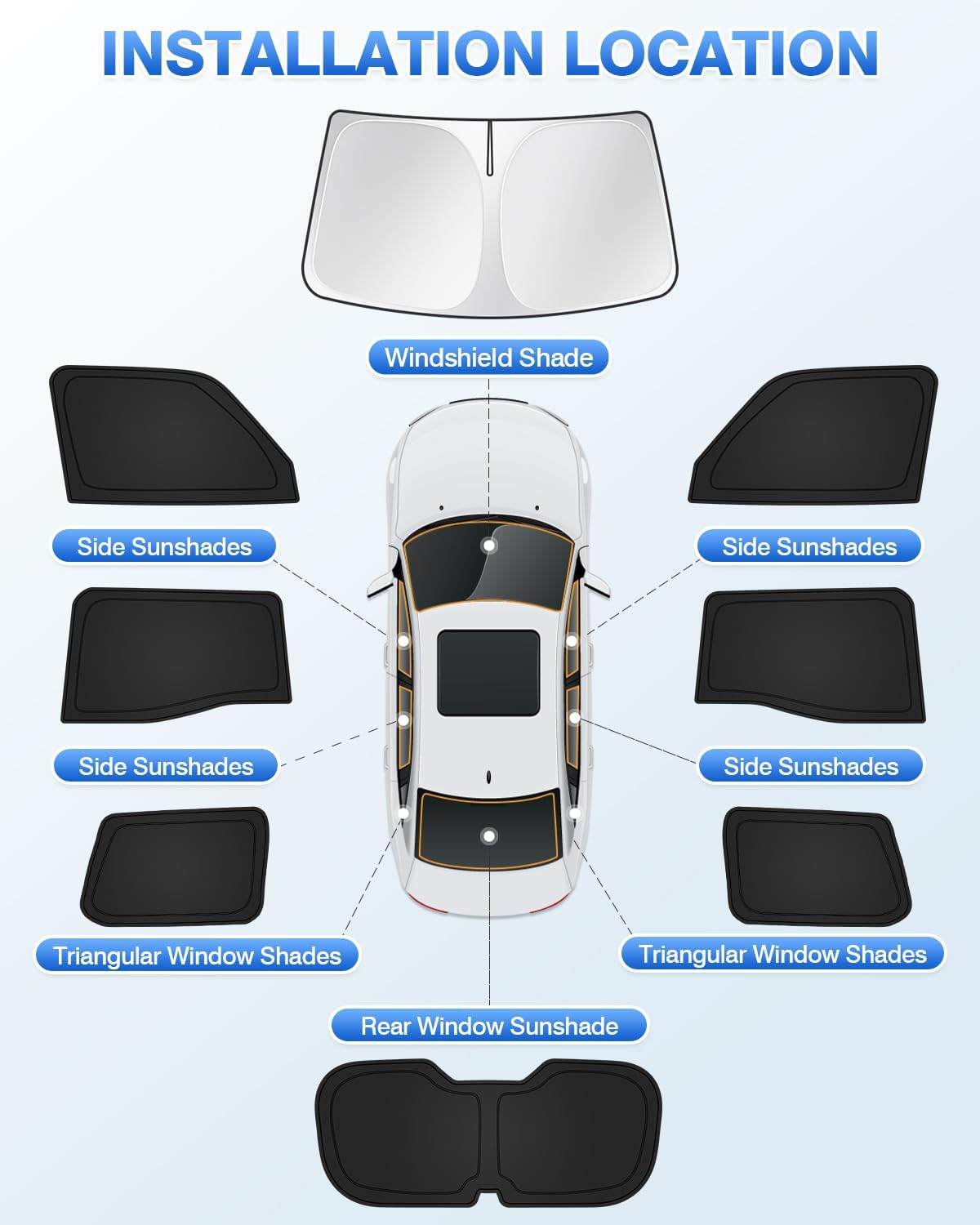 Canvcle Sunshades for 2024 2025 2026 Toyota Land Cruiser Prado 250 Accessories Windshield Sun Shade Side Rear Window Shade Cover Sun Visor Shield Privacy Protection Keep Vehicle Cool Black 8PCS image number 2