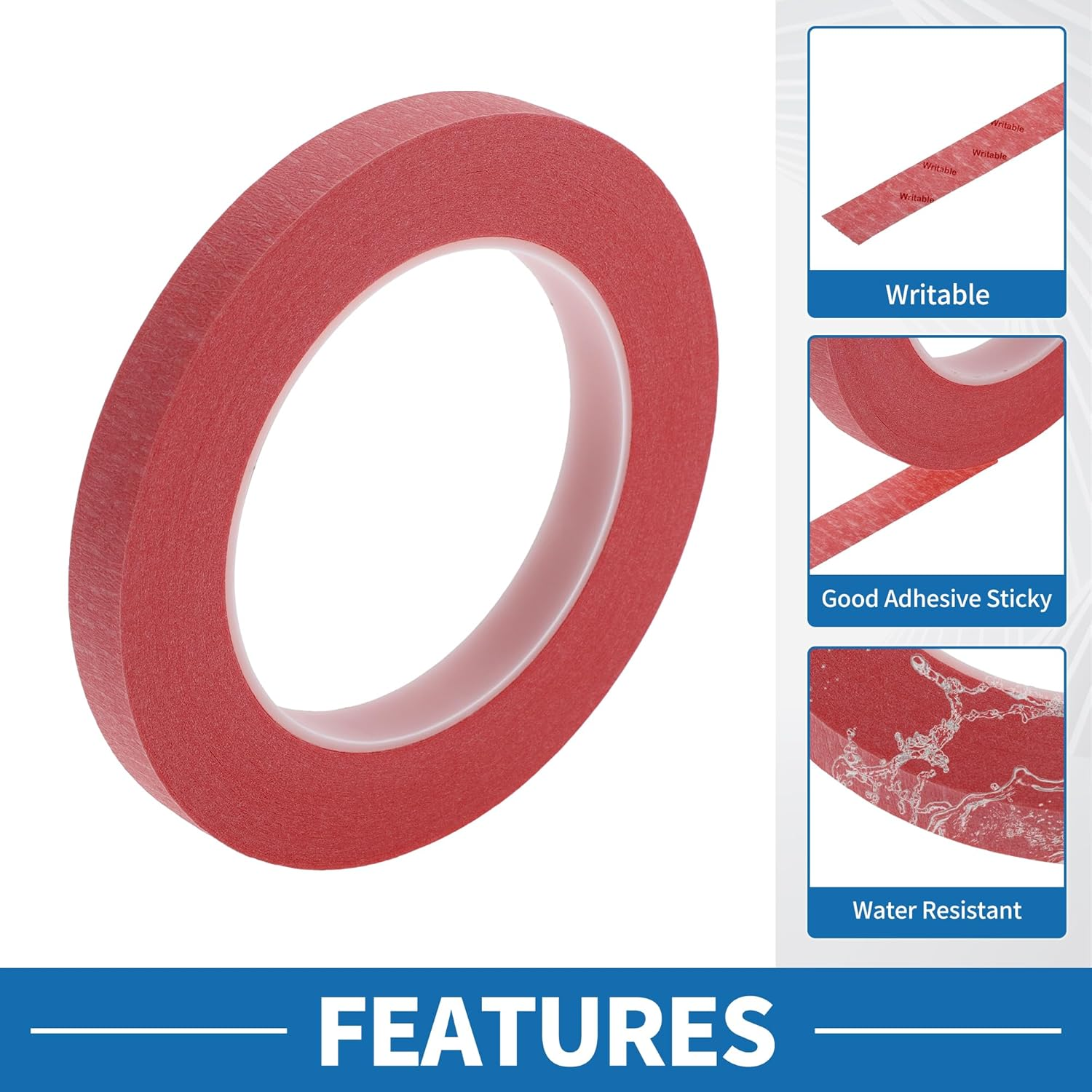 X AUTOHAUX Painters Tape Easy Removal 0.5 Inches X 52.5 Yards Masking Master Tape Red image number 1