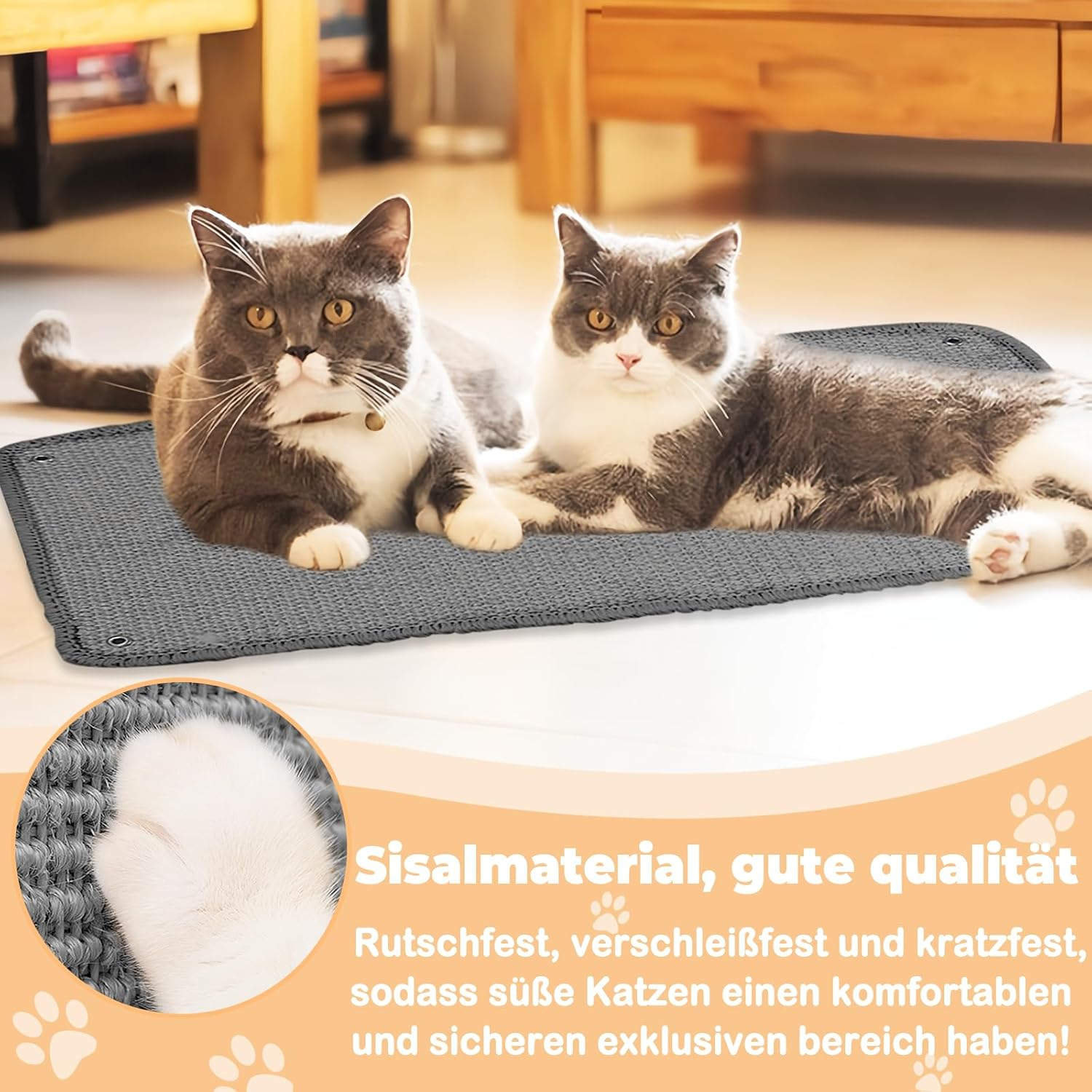 Set of 2 Cat Scratching Mat, Cat Scratching Boards Wall 50 X 25 Cm, Scratching Boards Cat Sisal, Durable Non-Slip Scratching Pads for Cats, Scratching Board for Sofa, Furniture, Door, Scratch image number 3