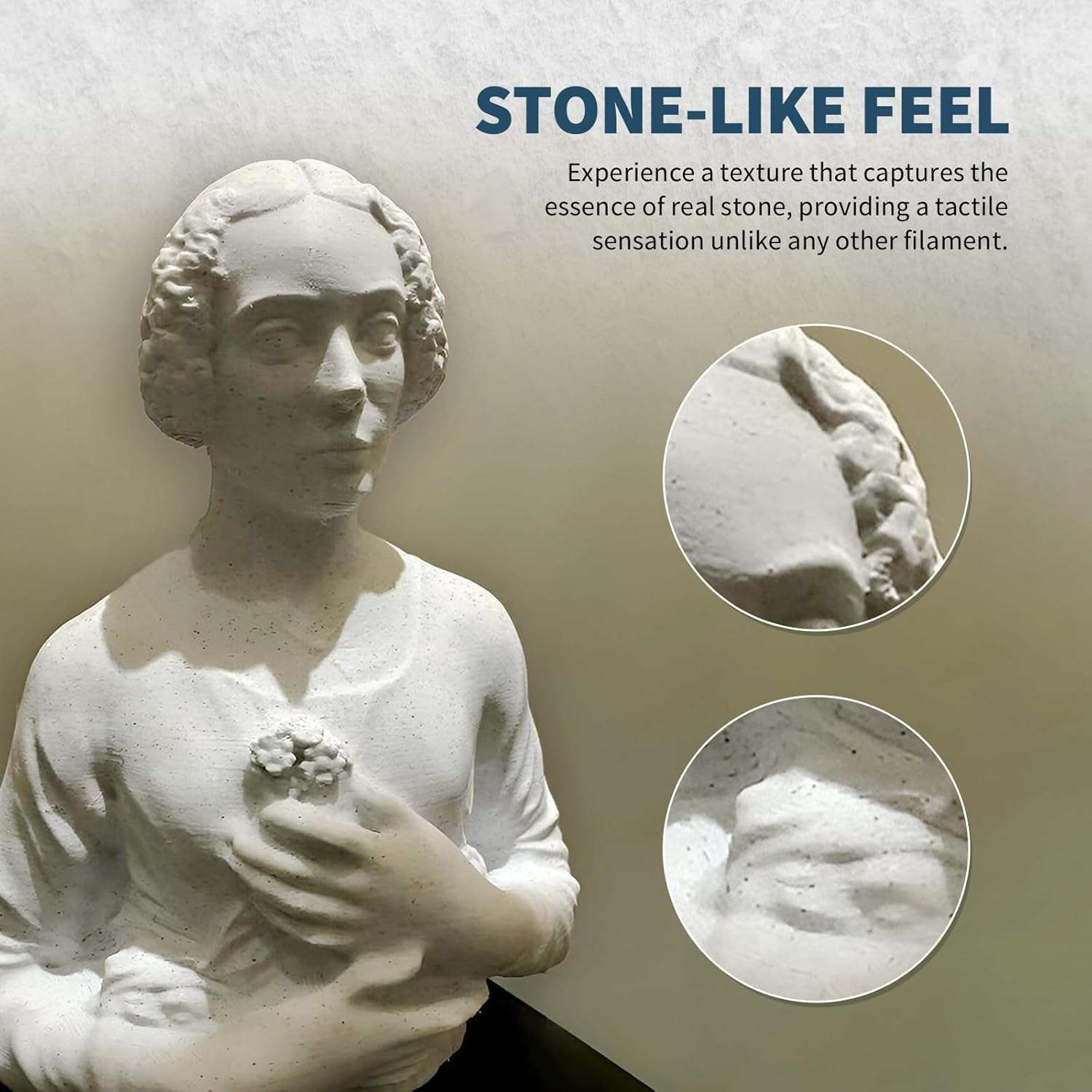 OVERTURE Rock PLA Filament 1.75Mm, Marble PLA 3D Printer Filament 1Kg Spool (2.2Lbs), Dimensional Accuracy +/- 0.02 Mm, Fit Most FDM Printer (Rock White)