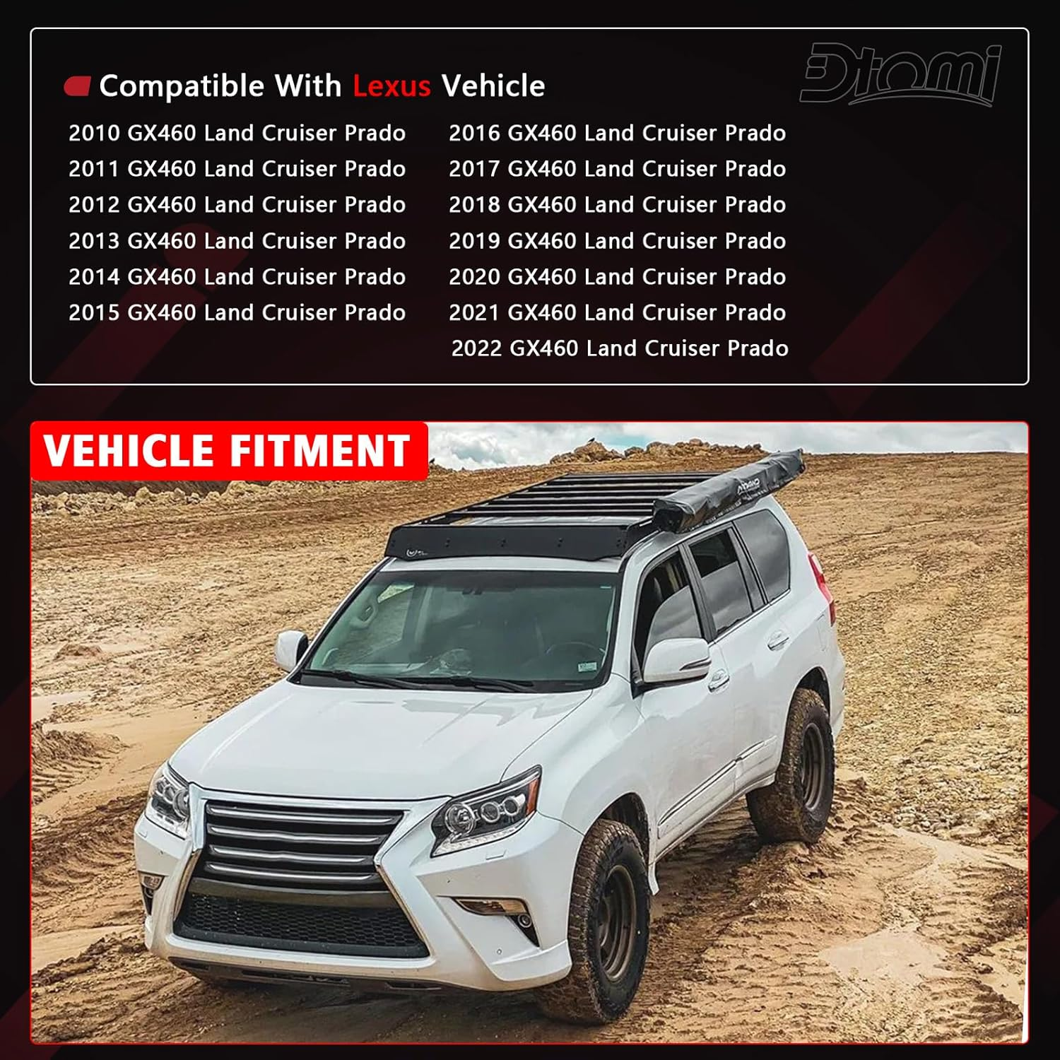 Dtomi Front Driver & Passenger Side Windshield Moulding Kit Automotive Replacement Parts Compatible with Lexus Vehicle GX460 Land Cruiser Prado 2010-2022 Replace# 75536-60010 75535-60020 75545-53011 image number 3