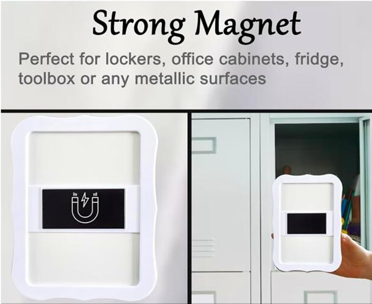 Mpowtech Gifts for Back to School Season,White Magnetic Locker Mirror - 5" X 7" Magnet Mirror for School, Bathroom, Workshop, Office,Small Mirrors for School Locker image number 2