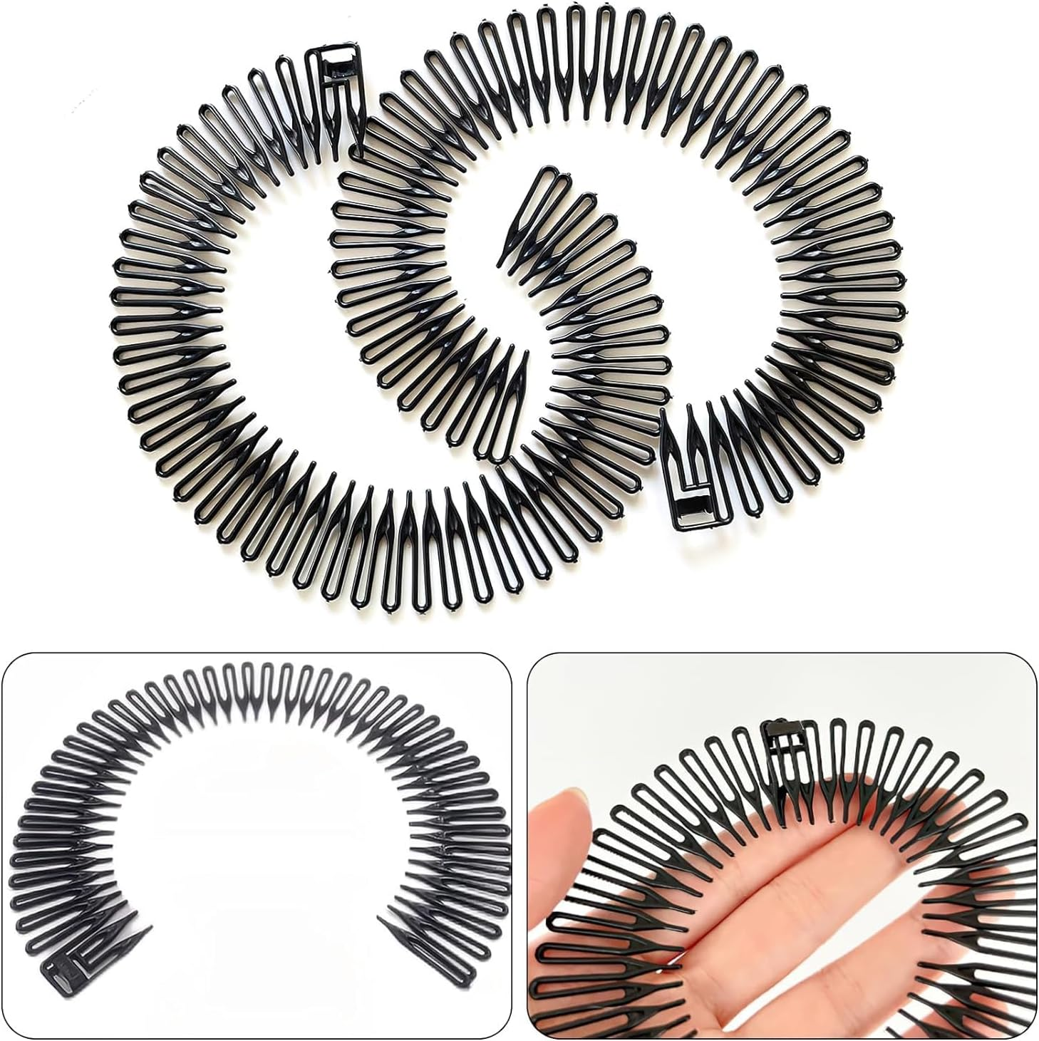 6Pc Stretch Comb Hair Band - Flexible Circle Comb Headband image number 6