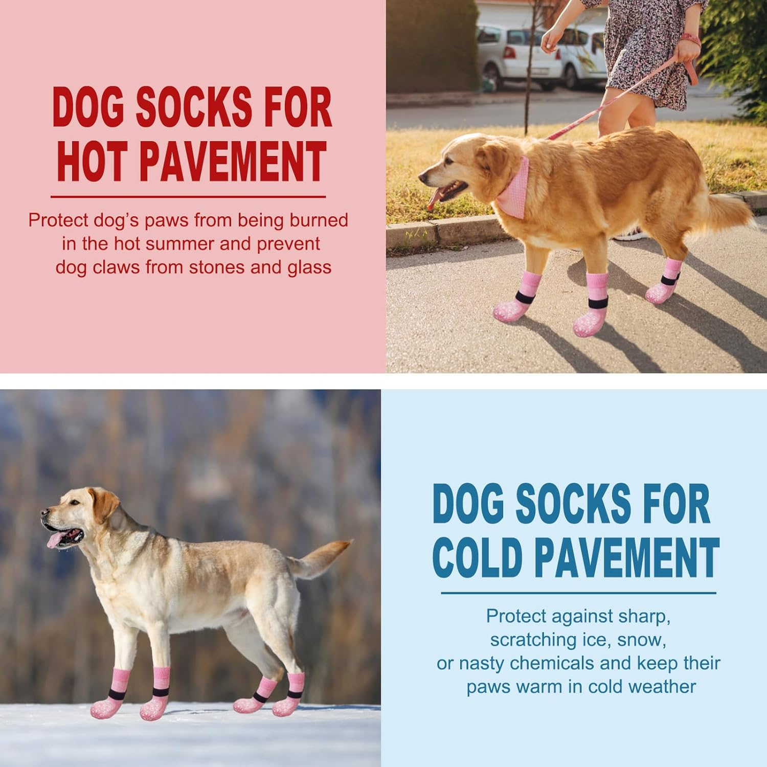 EXPAWLORER anti Slip Dog Socks to Prevent Licking Paws, Dog Shoes for Hot Pavement, Dog Booties for Small Medium Large Senior Dogs, Traction Control Boots & Paw Protectors for Hardwood Floors image number 2