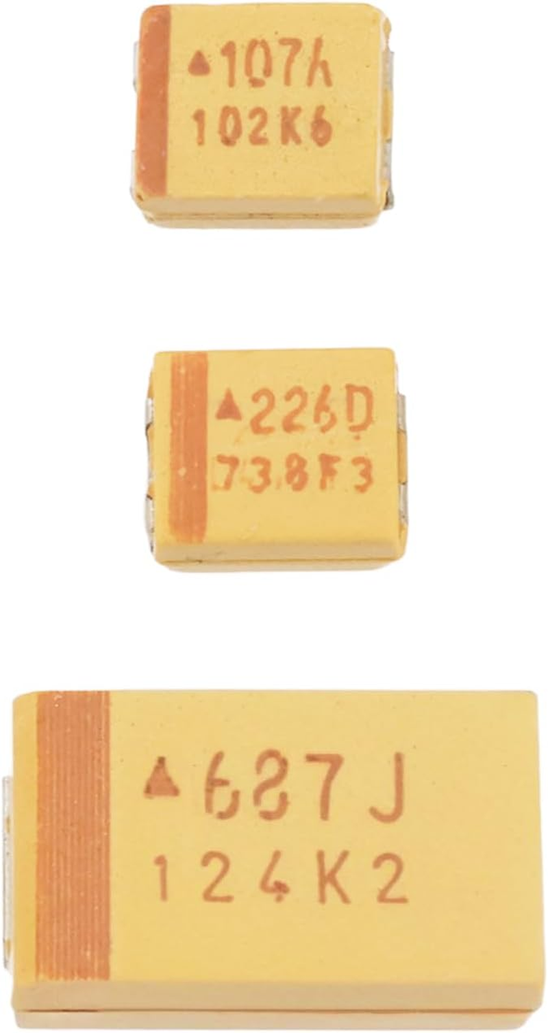 Emsea 3Pcs 687J 226D 107A Surface Mount Tantalum Capacitor Replacement Kit 6.3V-680Uf 20V-22Uf 10V-100Uf Compatible with Game Boy image number 6