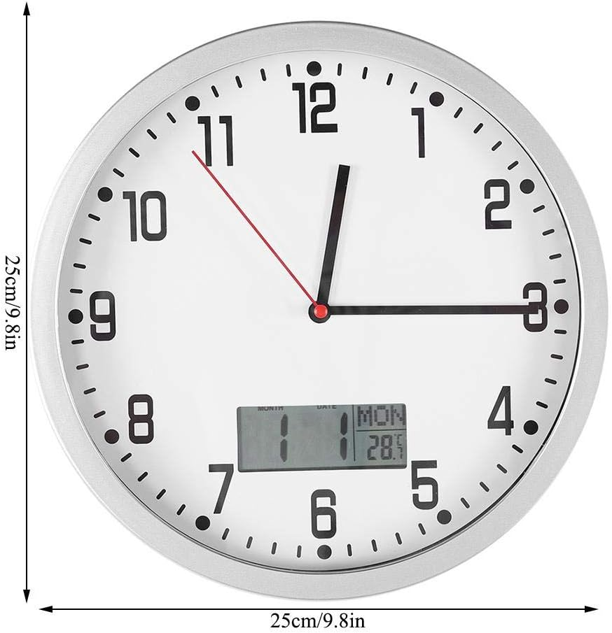 Wall Clock Temperature, Multifunctional Modern Wall Clock with Date Temperature Display Accurate Sweep Movement Easy to Read for Home Office Bedroom Decoration