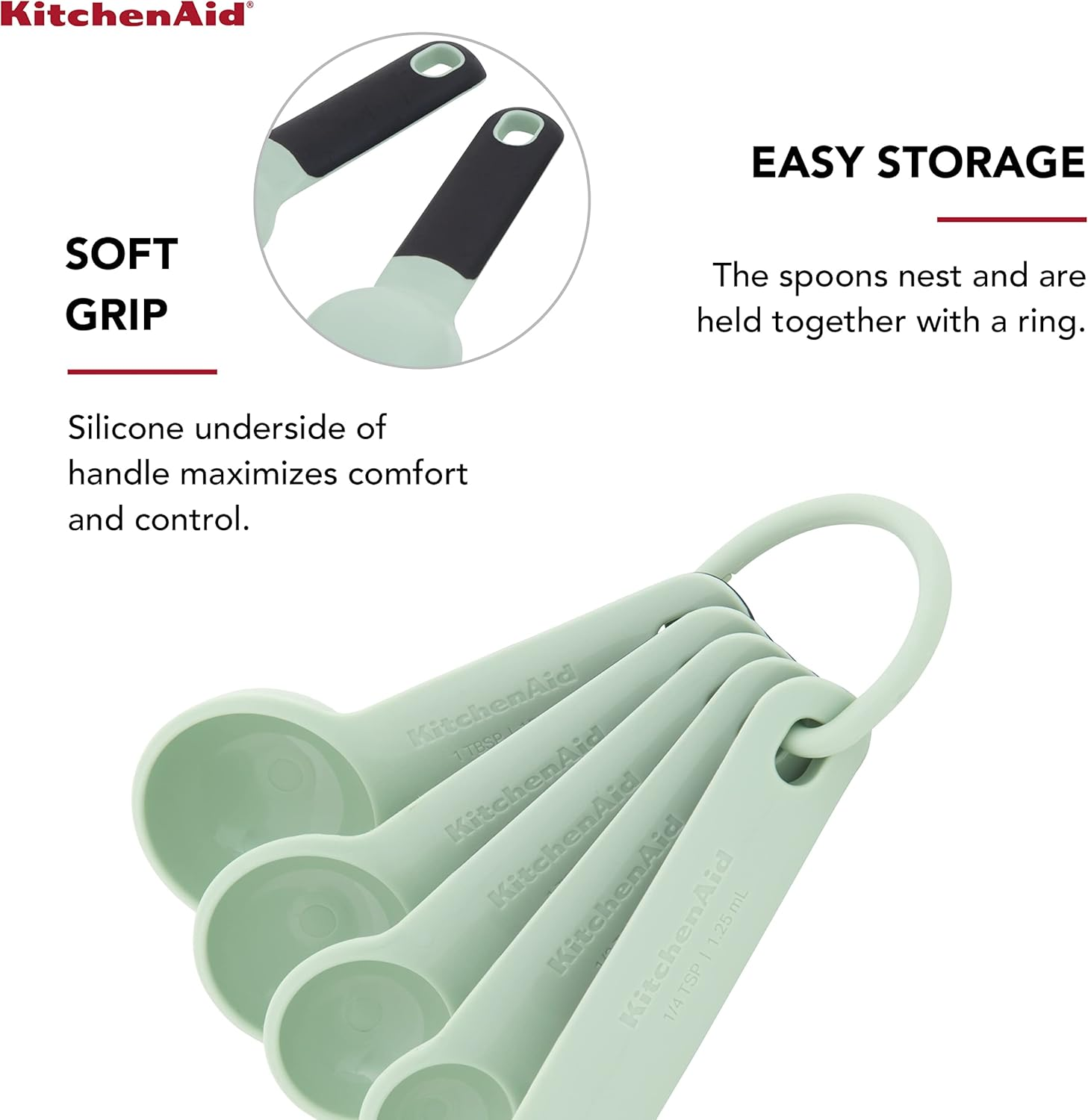 Kitchenaid Universal Measuring Spoon Set, 5-Piece, Pistachio image number 4