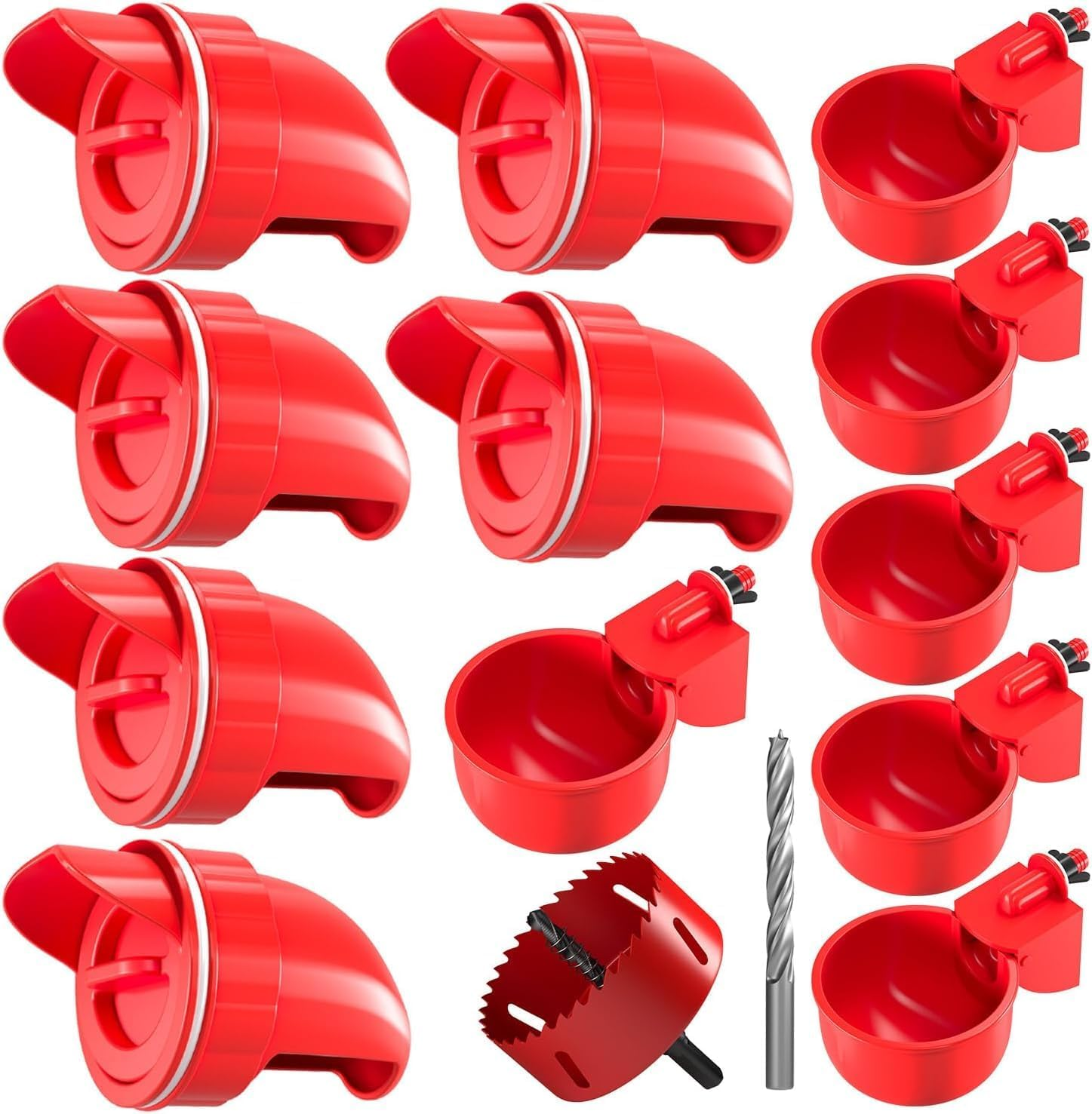 Chicken Feeder No Waste Automatic Poultry Feeder DIY Chicken Feeders and Waterer Set 6 Chicken Feeders Ports with 6 Chicken Water Cups Auto Chicken Feeder Kit image number 4