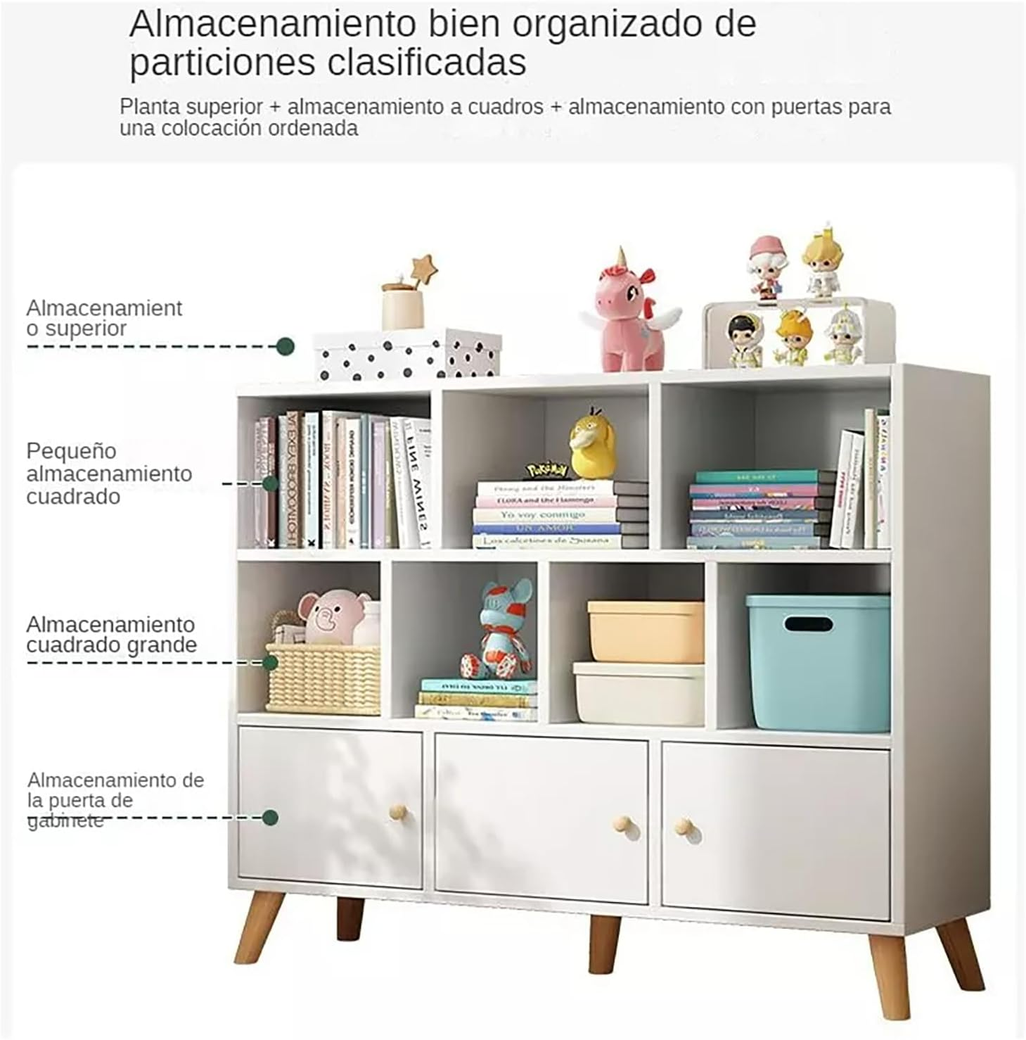 Gotiling Bookshelf Furniture Floor Shelf, 3-Tier Bookcase, Book Shelf, Open Storage Shelf, 80X24X86Cm, for Bedroom Living Room, Home Office, Dinning Room (Warm White) image number 2