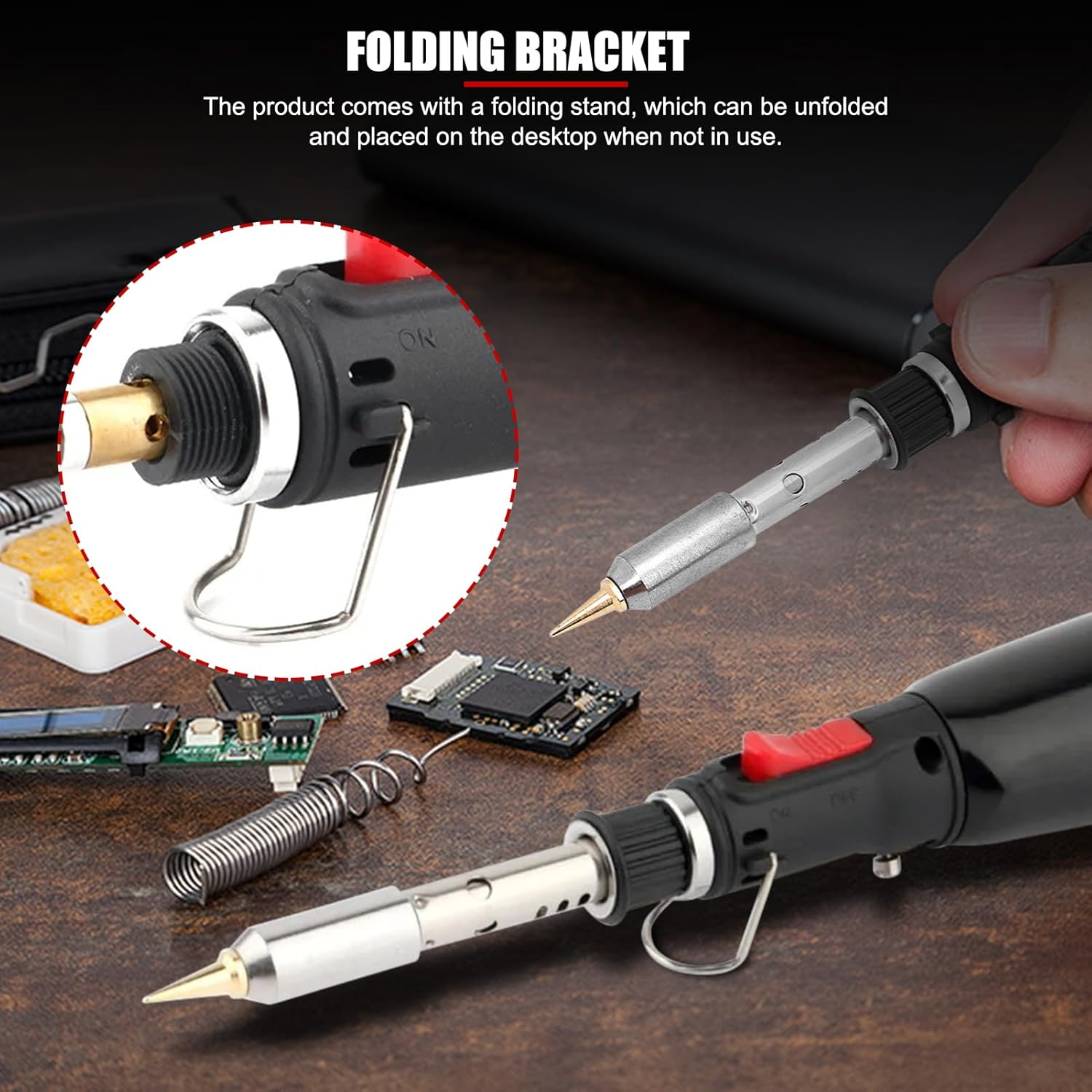 EVTSCAN 5 Inch Portable Butane Gas Soldering Iron, with 4 Tips Kit, 12 Ml Refillable Tank Capacity, Quick Heat-Up Time, up to 1300&deg;C Flame Temperature, for Electronics Circuit Boards image number 6