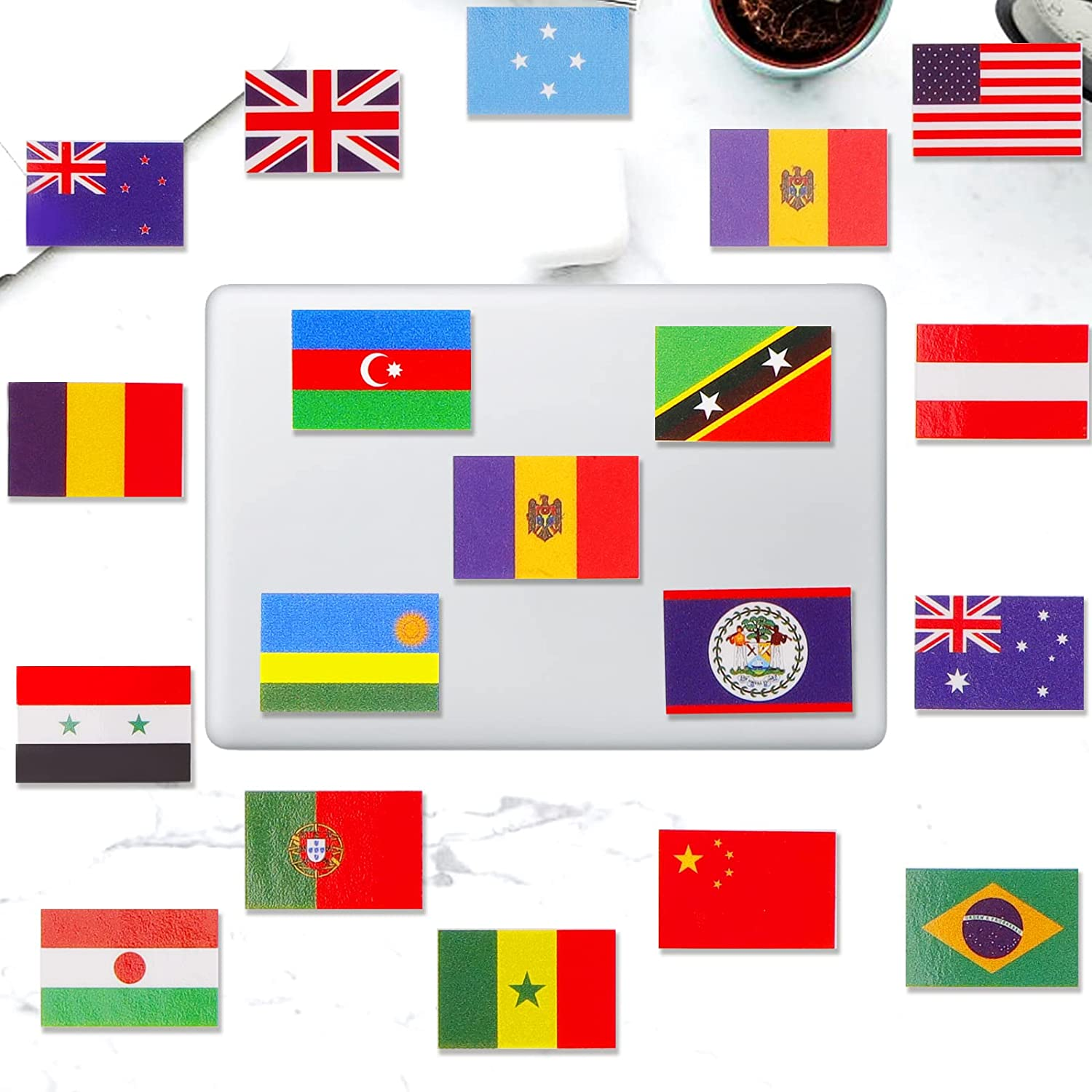 YACAISI 384 PCS World Flag Stickers, Waterproof Countries Flags PVC International Country 192 Stickers Travel Mini for School Planner Scrapbook Journal image number 5