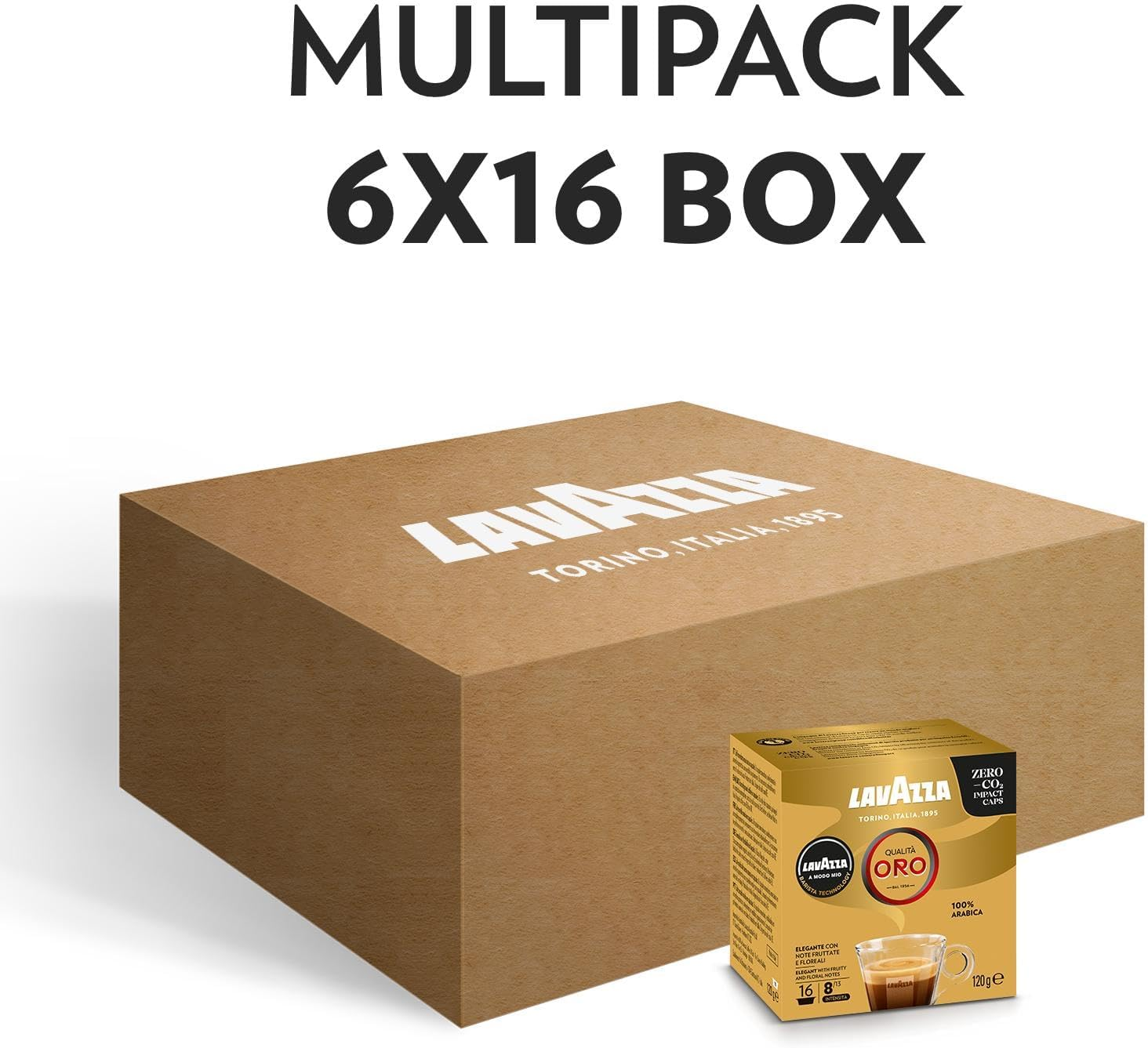 Lavazza, a Modo Mio Qualit&agrave; Oro, 96 Coffee Pods, Ideal for an Espresso with Floral and Fruity Notes, 100% Arabica, Intensity 8/13, Medium Roast, 6 Packs of 16 Coffee Pods image number 3