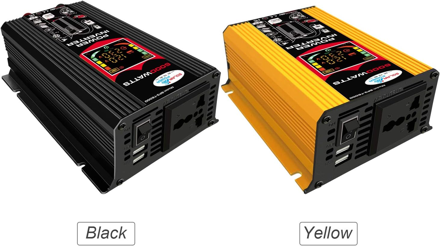 LAPOOH Modified Sine Wave Inverter High Frequency 6000W Power Watt Power Inverter DC 12V to AC 220V Converter Car Power Inverter with 2.1A Dual USB Port Battery Clips Car Cigarette Plug LCD Display image number 2