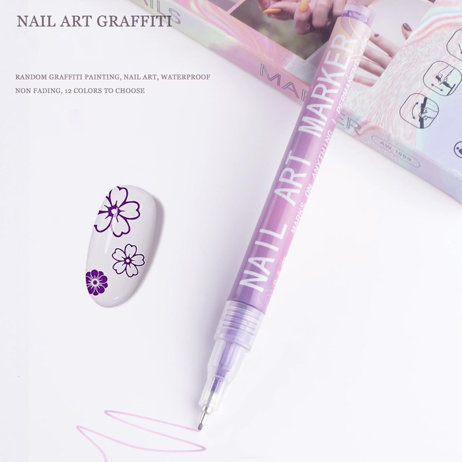 12 Colors Nail Arts Pens, DIY Quick Dry Graffiti Dotting Point Liner Pen, 2025 Upgrade Naill Art Markers for Gel Nails, Naill Arts Set, Naili Art Pens for Real Nails, for R DIY Nail Design, Home & image number 3