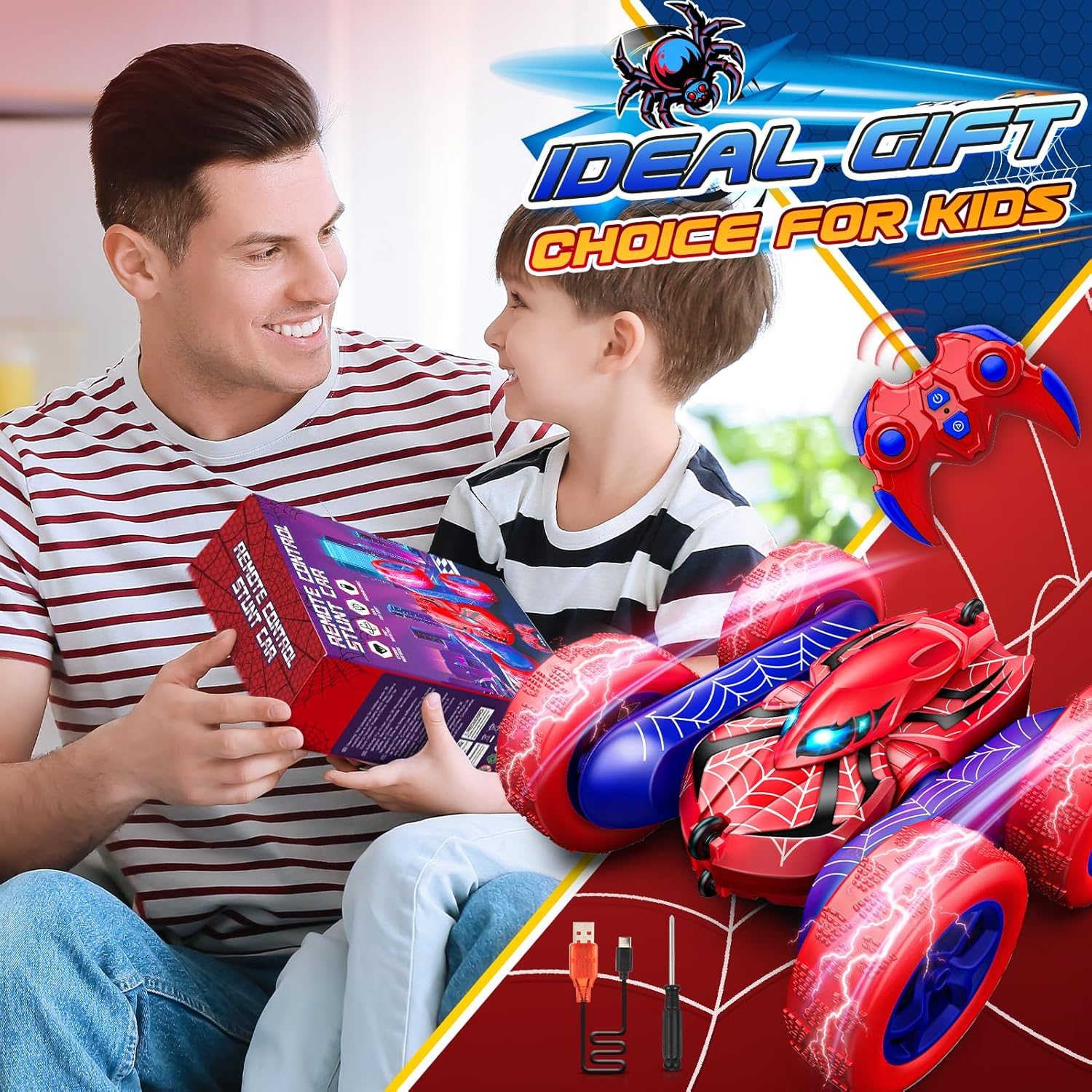 Spider Remote Control Cars for Kids, Vingtank RC Car Kids Toys for 3 4 5 6 7 8 Year Old Boys Outdoor Toy Boys Toys 8-10 4WD 2.4GHZ Electric Stunt Car Christmas 3-9 Year Old Boy Gift Ideas image number 6